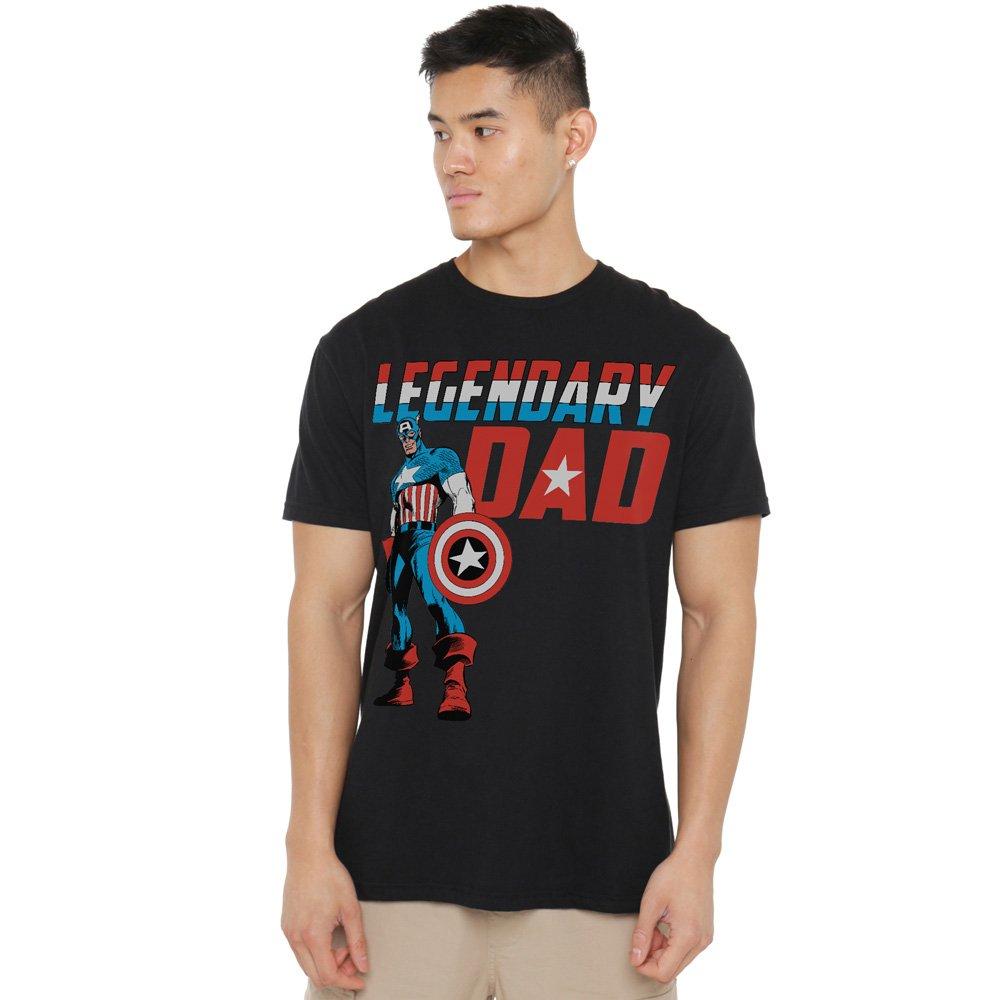 Black - Captain America - Captain America FatherS Day Legendary Dad Mens T- - 1