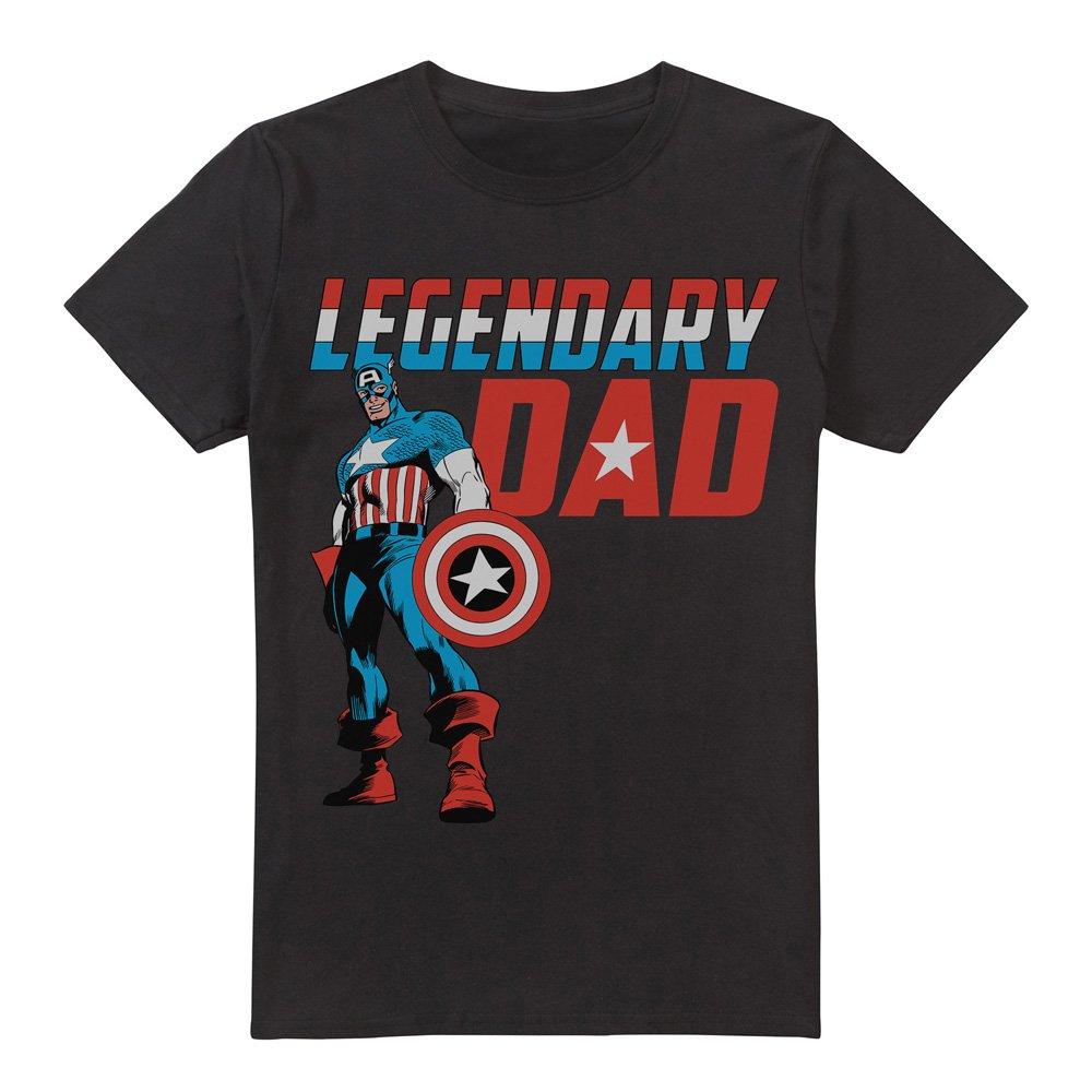 Black - Captain America - Captain America FatherS Day Legendary Dad Mens T- - 4