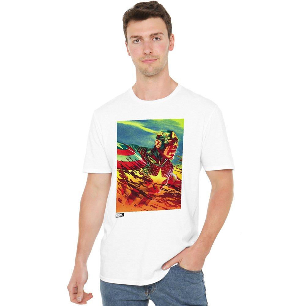 Captain America Men's Marvel War Cry T-Shirt White - S