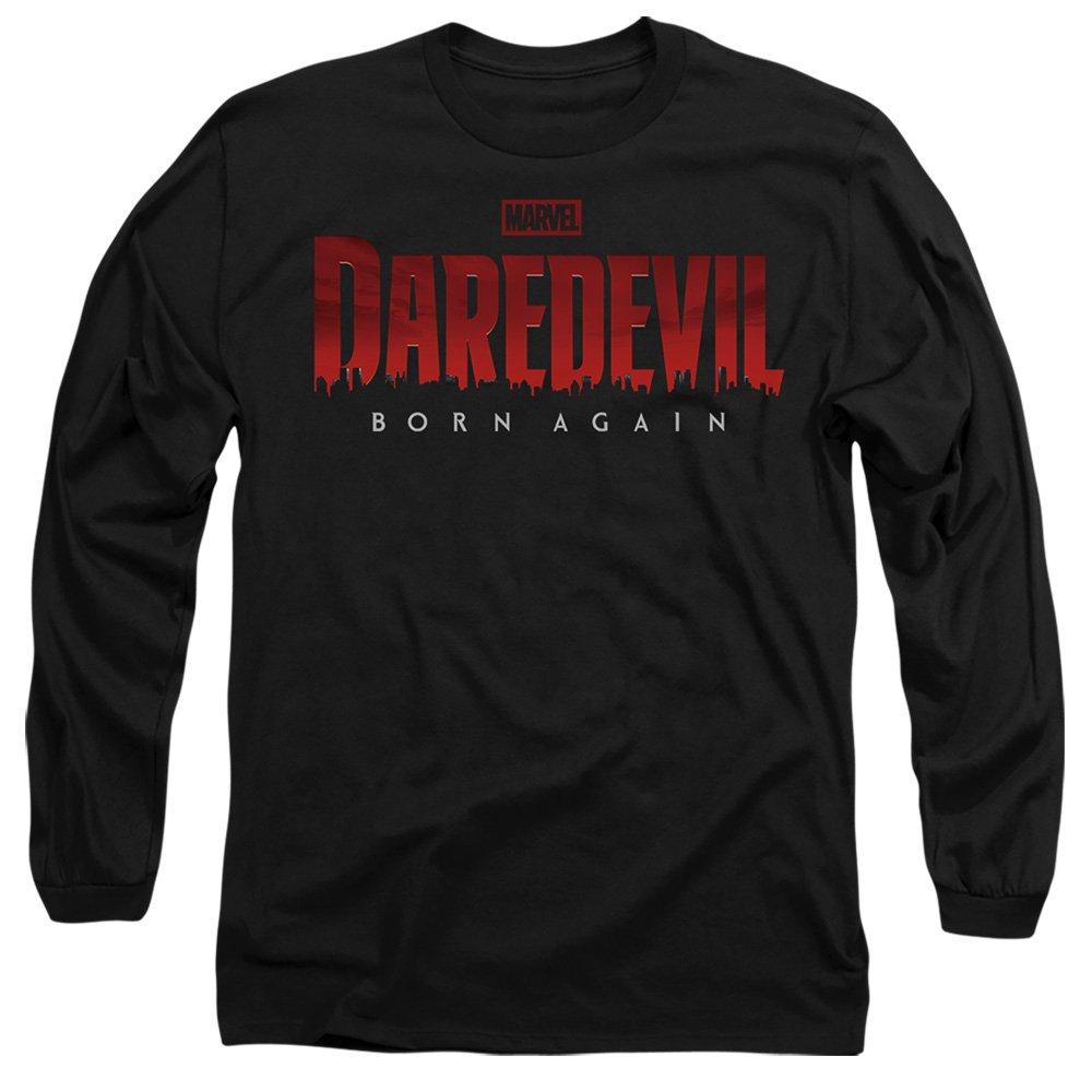 Marvel Men's Daredevil Born Again Logo Long Sleeve T-Shirt Bl - Black - XXL