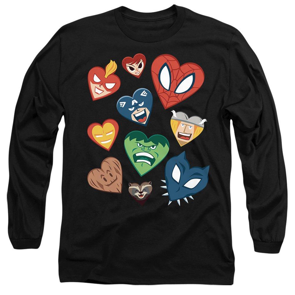Black - Marvel - Marvel Valentines Day Marvel Hearts Long Sleeve T - 1
