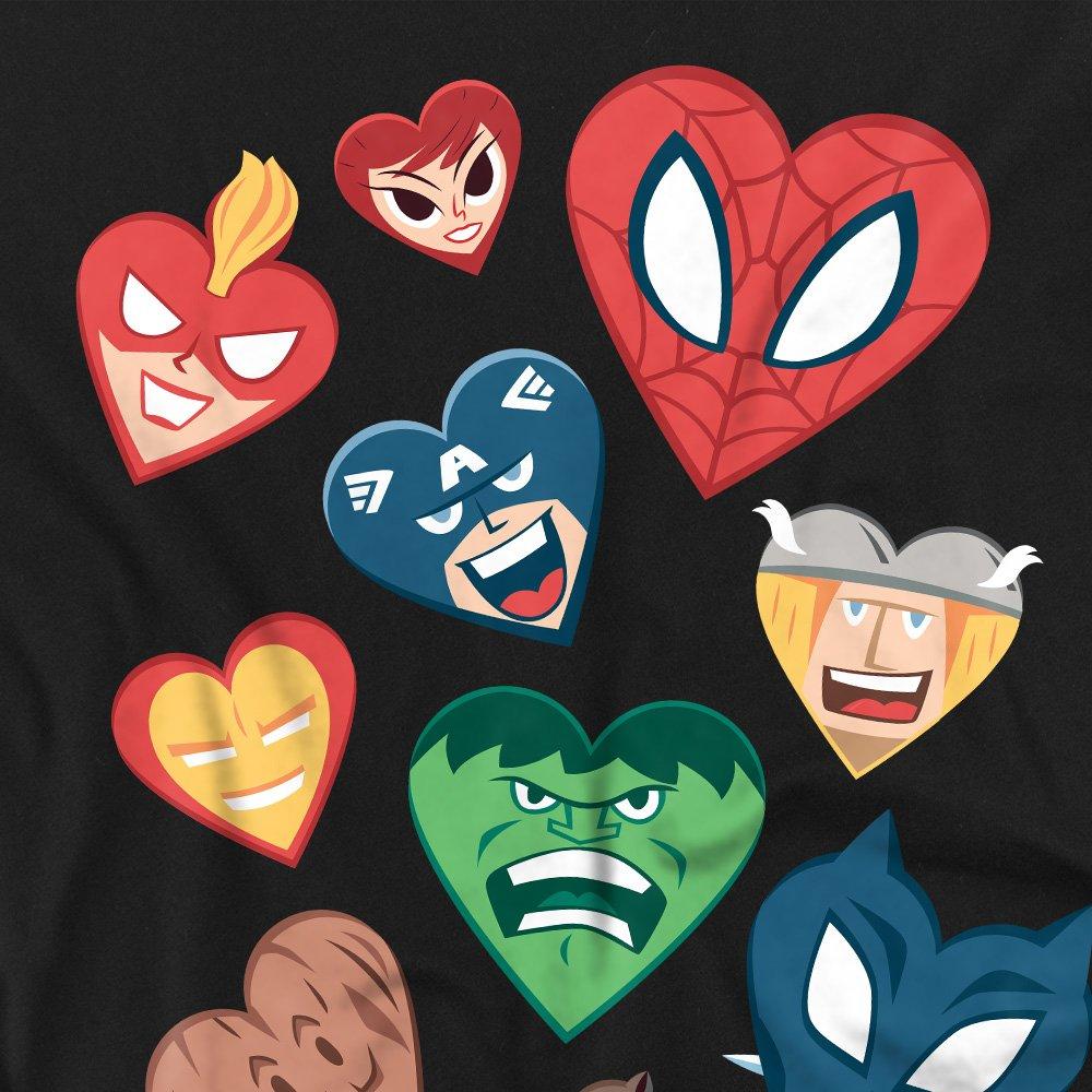 Black - Marvel - Marvel Valentines Day Marvel Hearts Long Sleeve T - 2