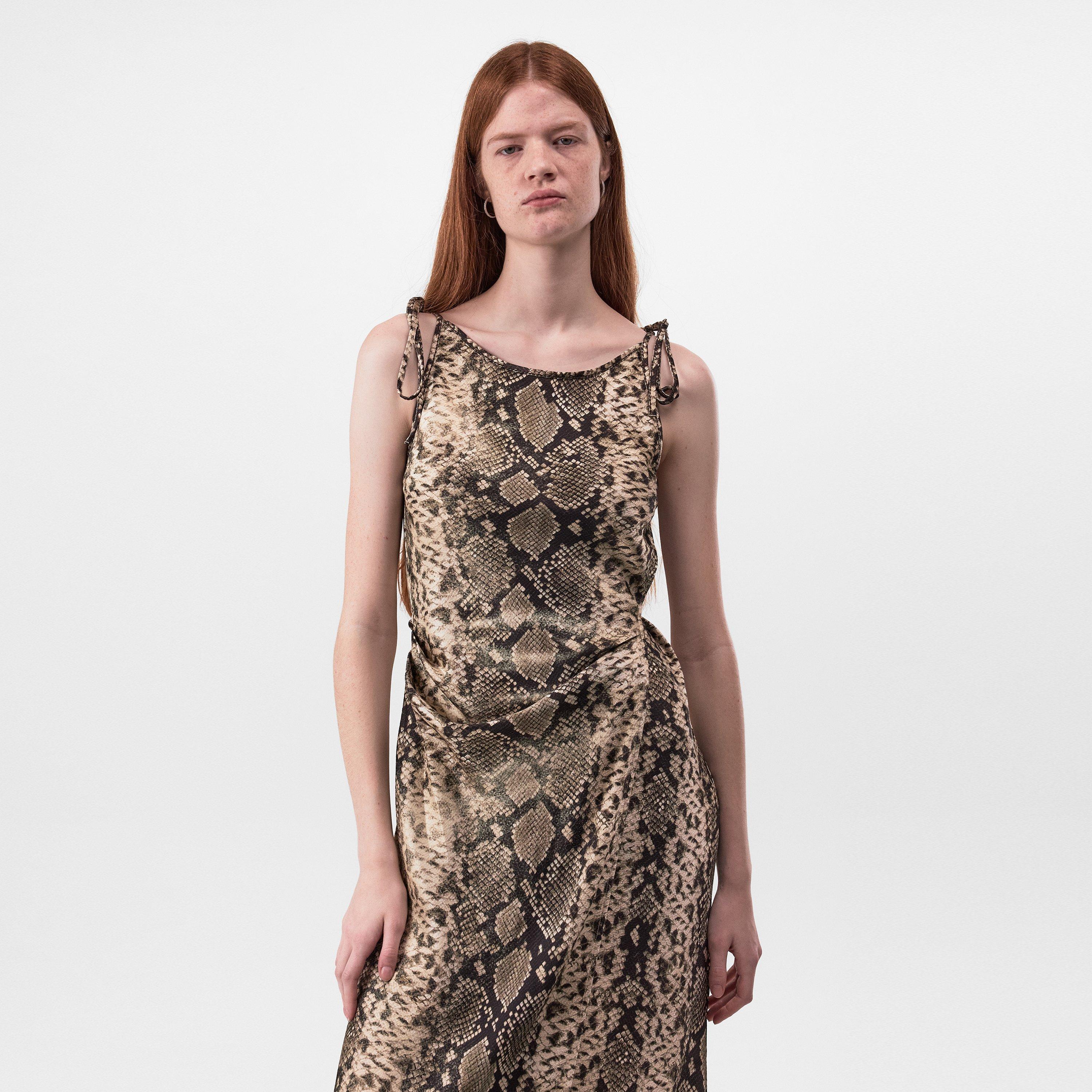 Multi Brown - Acne Studios - Women's Dayla Satin Maxi Slip Dress - 5