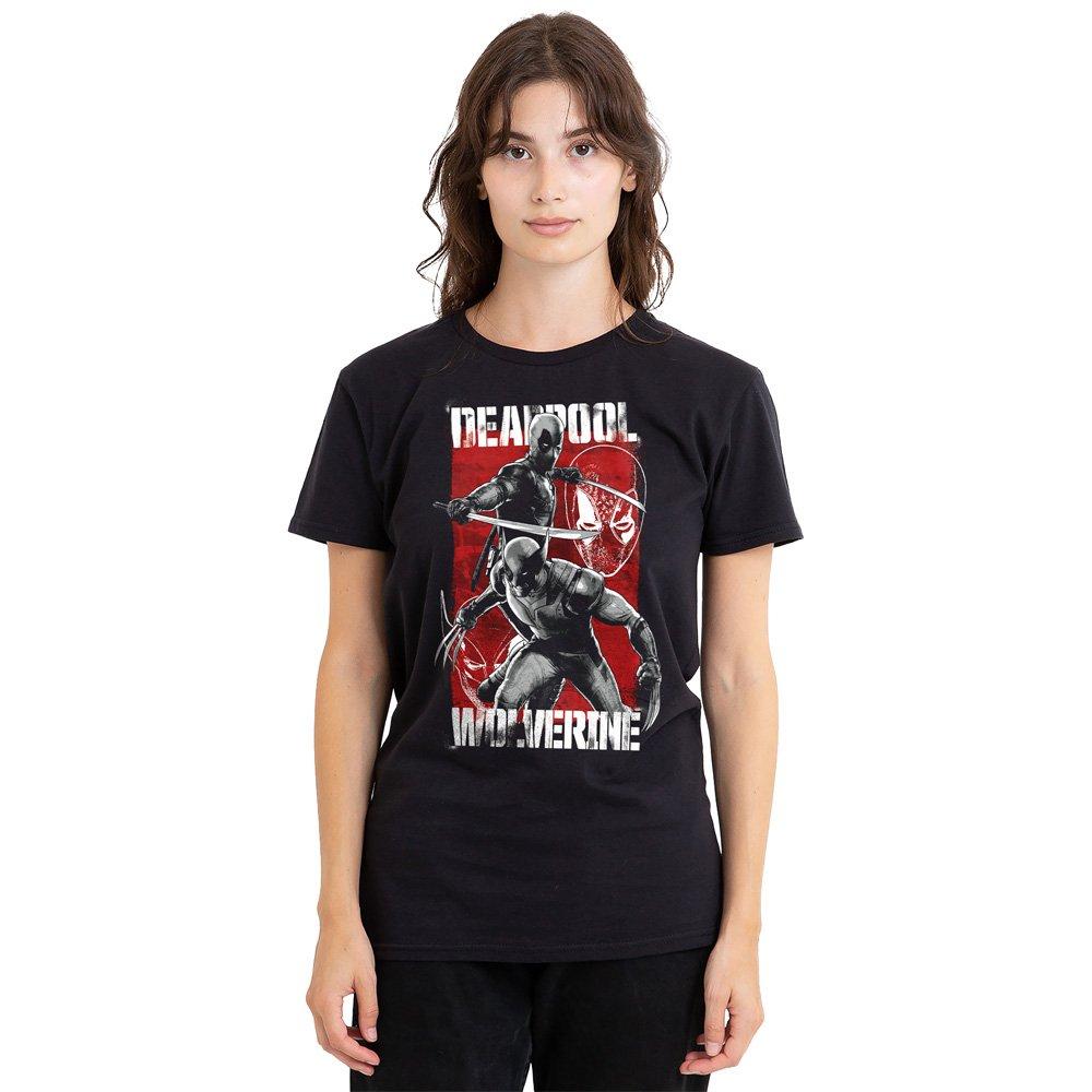 Black - Marvel - Deadpool Wolverine Fight T-Shirt Black - 1