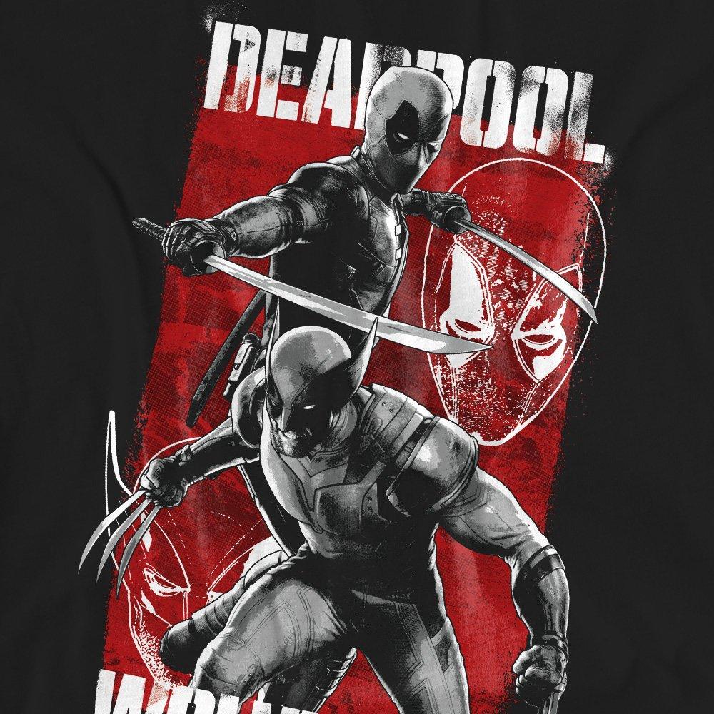 Black - Marvel - Deadpool Wolverine Fight T-Shirt Black - 2