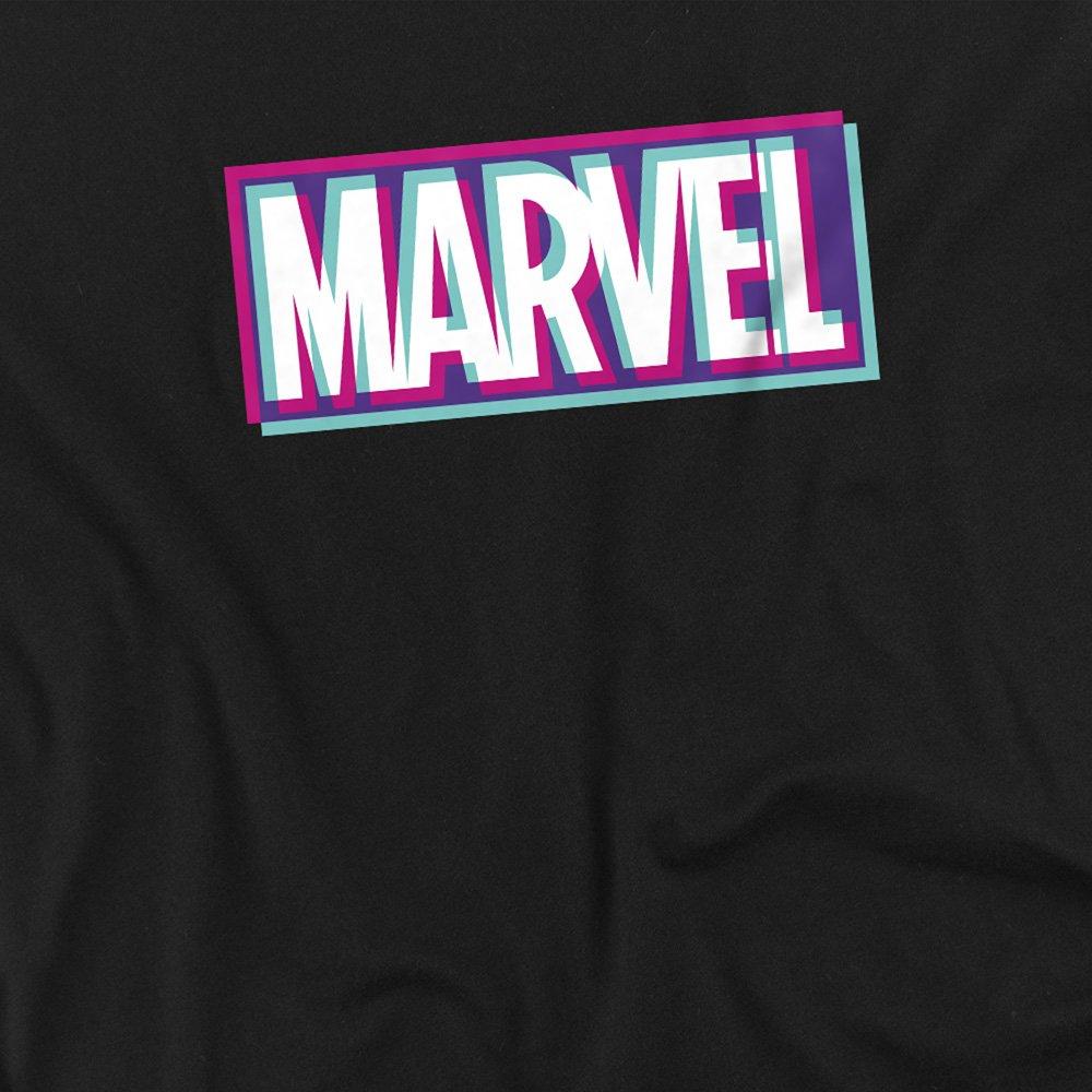 Black - Marvel - Marvel Glitch Logo Cotton Mens T-Shirt Black - 2