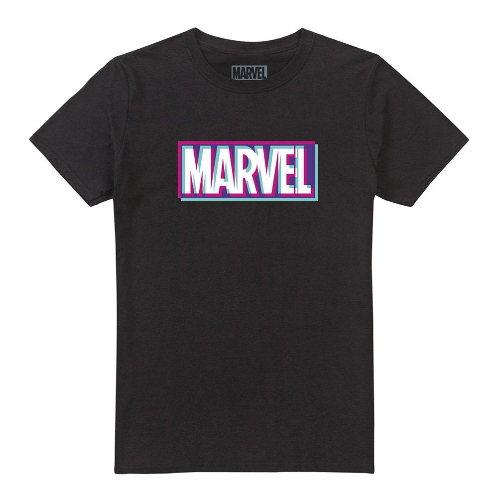 Black - Marvel - Marvel Glitch Logo Cotton Mens T-Shirt Black - 4