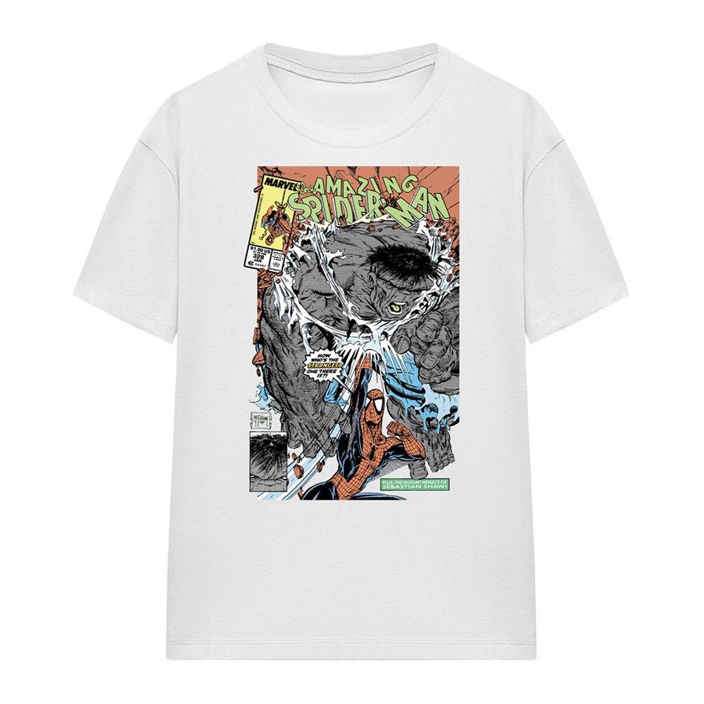 White - Marvel - Spiderman Hulk Strongest There Is Cover T-Shirt W - 4