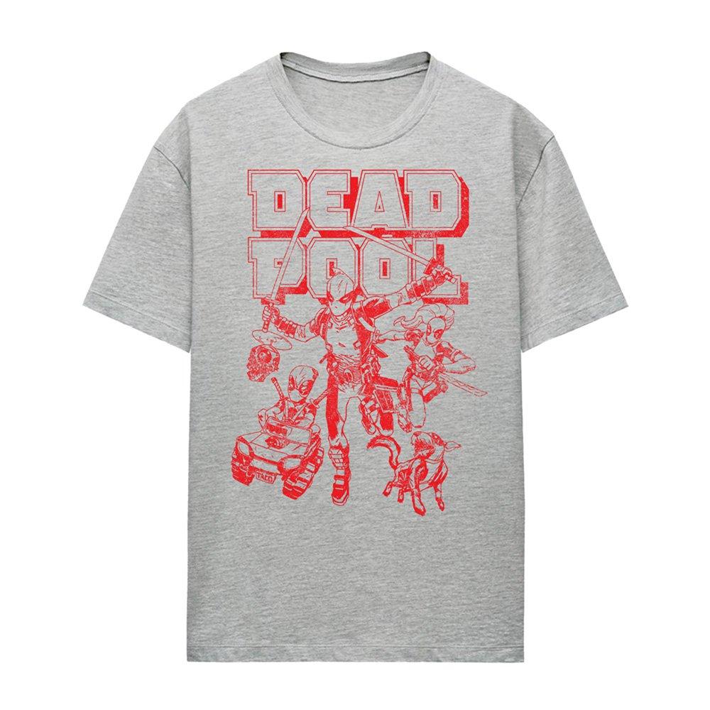 Light Grey - Marvel - Deadpool Corps Red Attack T-Shirt Athletic Heathe - 4