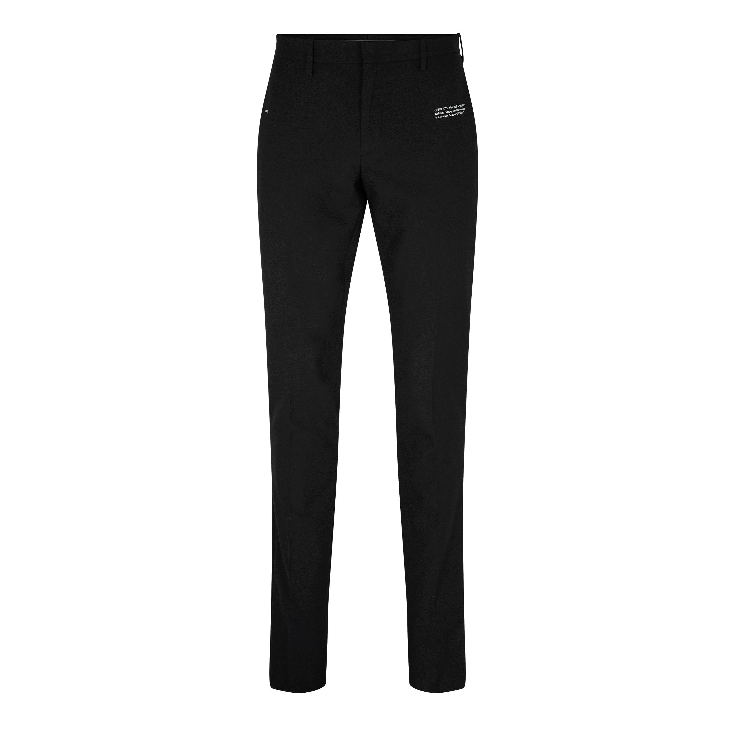 Black - Off White - Men's Print Skinny Fit Ankle Length Tailored Trousers - 1