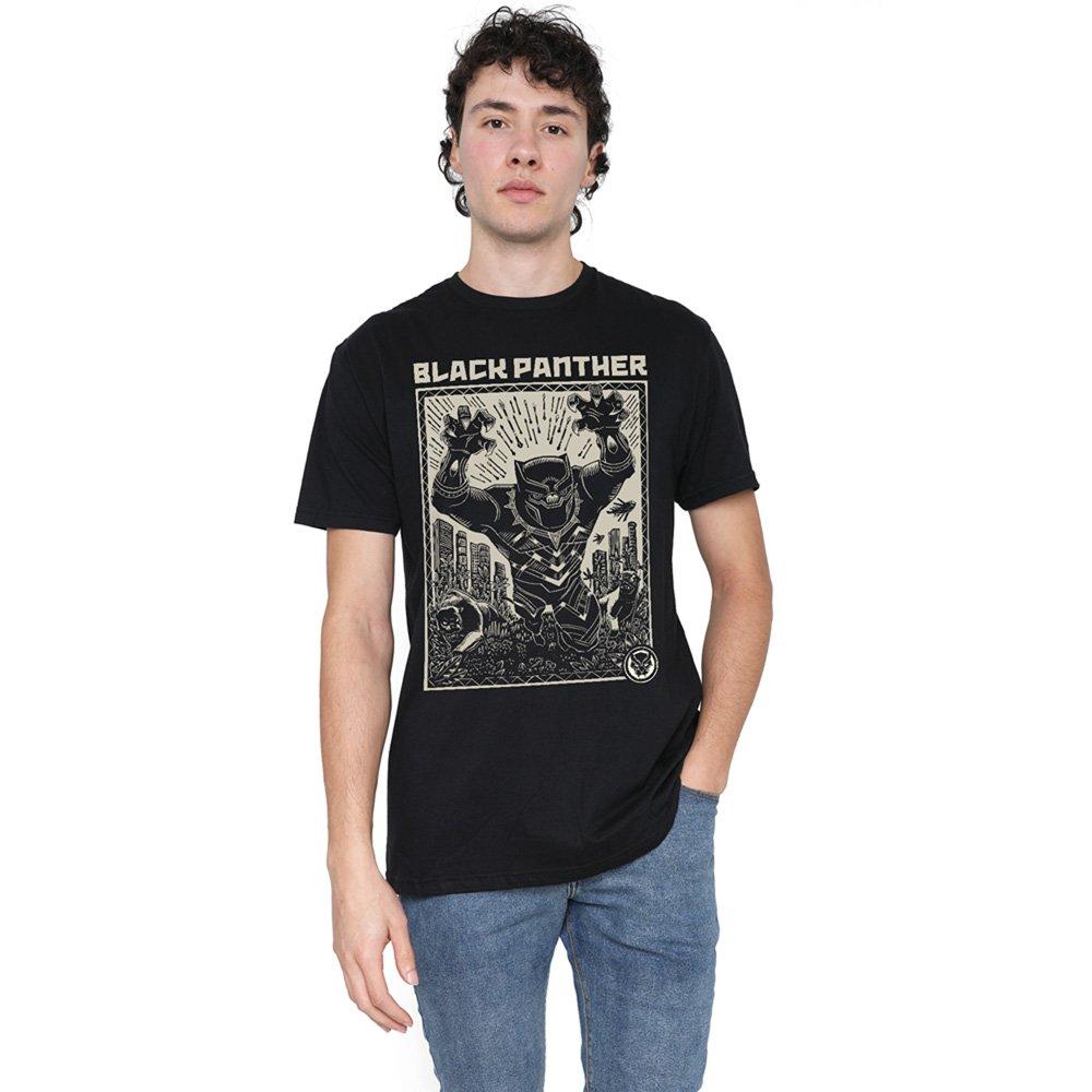 Black Panther Black Panther Lino Cut Mens Mens T-Shirt Black