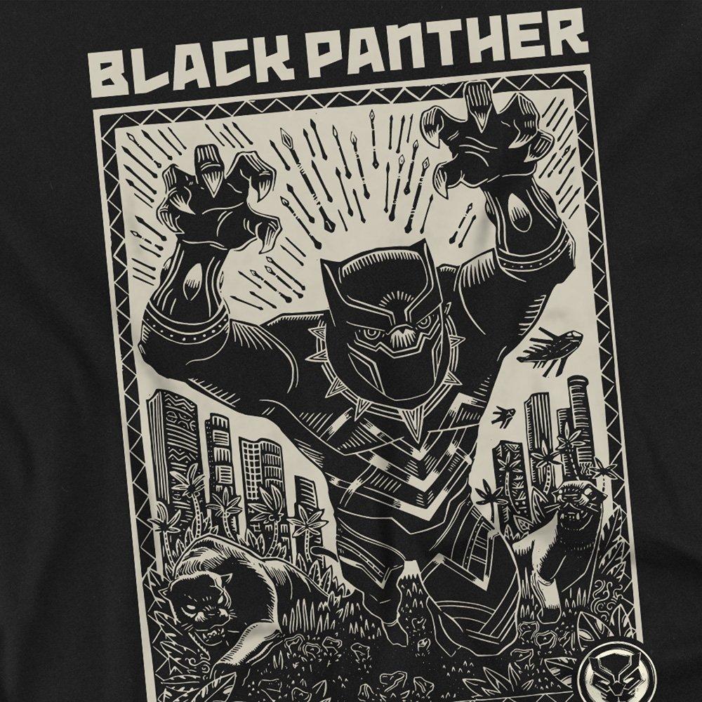Black - Black Panther - Black Panther Lino Cut Mens Mens T-Shirt Black - 2