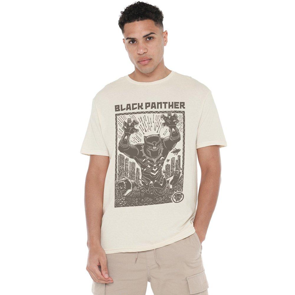Black Panther Black Panther Lino Cut Mens T-Shirt Cream
