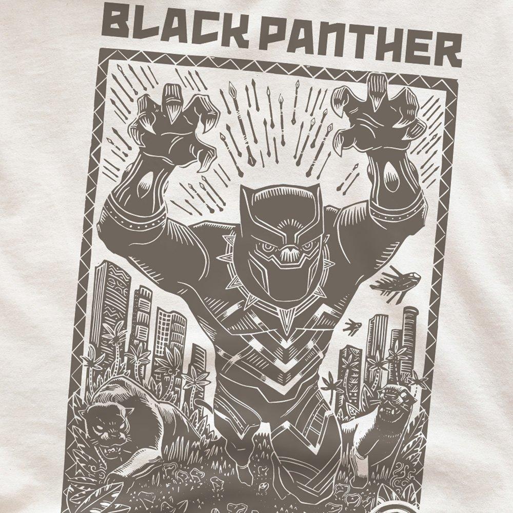 Cream - Black Panther - Black Panther Lino Cut Mens T-Shirt Cream - 2