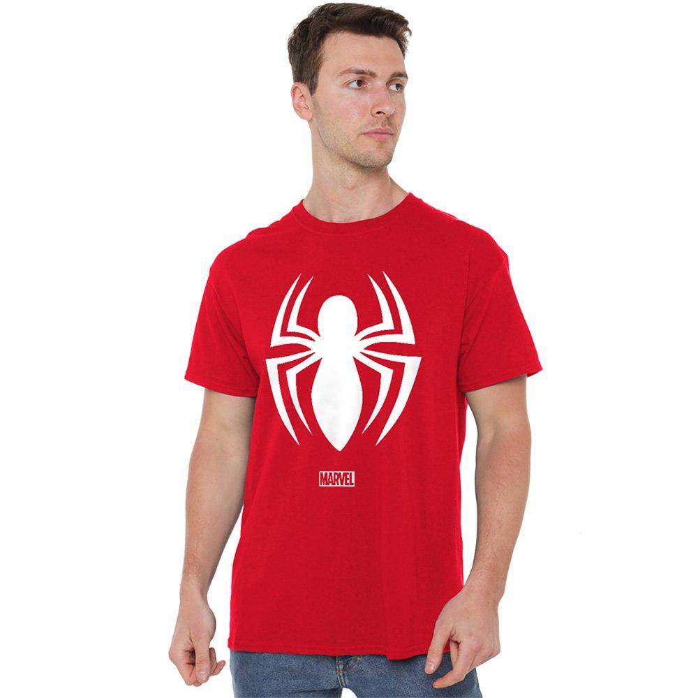 Red - Spiderman - Spiderman Logo Cotton Mens T-Shirt Navy - 1