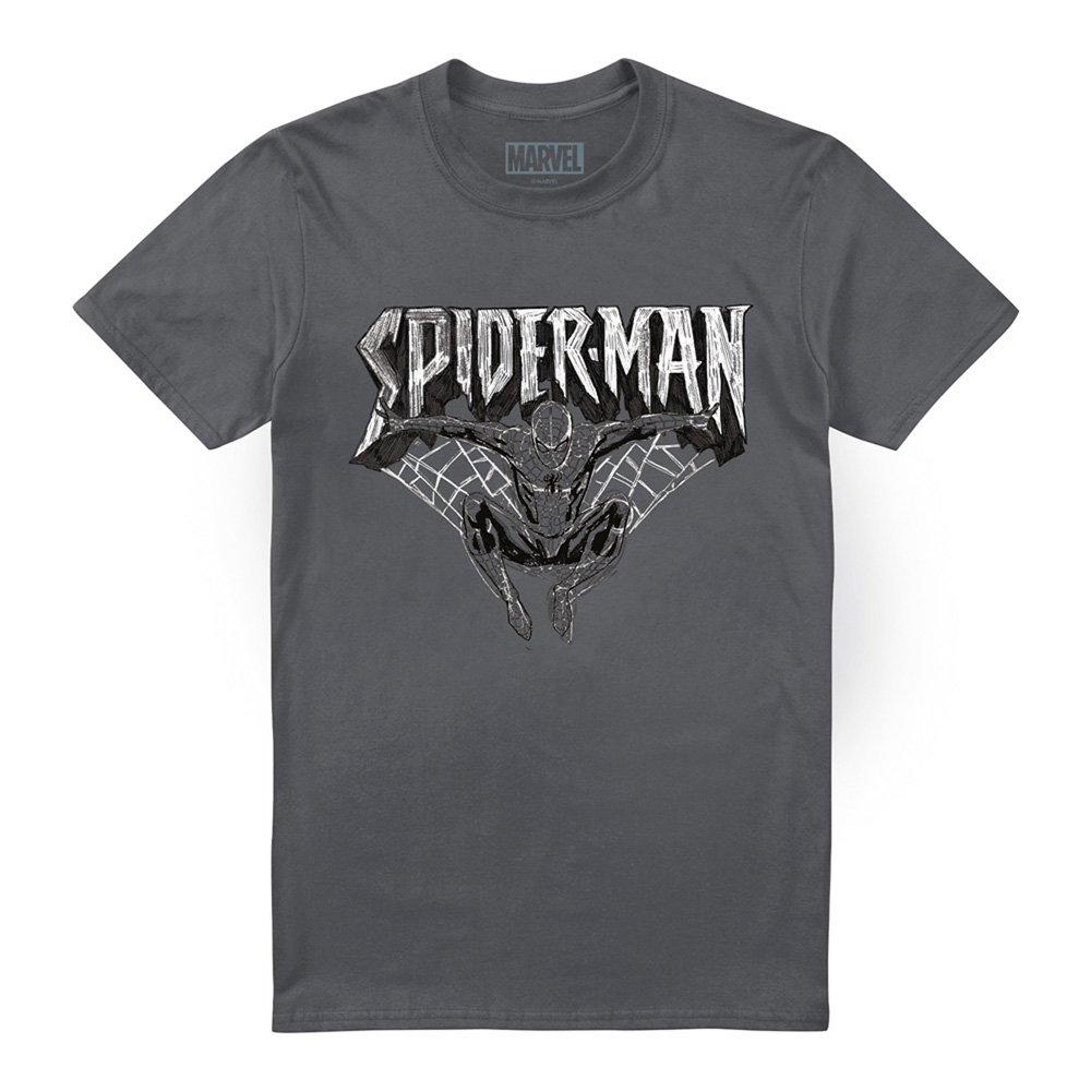 Charcoal - Spiderman - Spiderman Sketch Mens T-Shirt Charcoal - 4