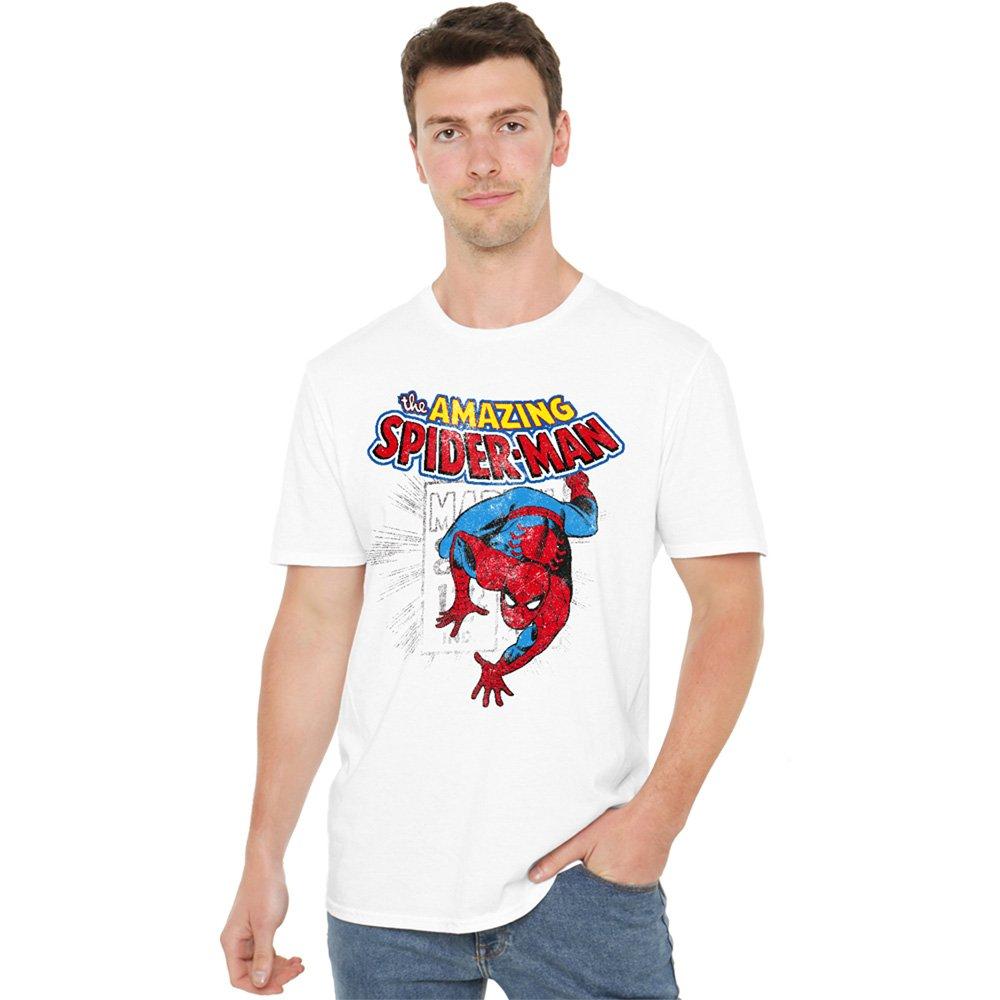 White - Spiderman - Spiderman Wall Crawler Mens T-Shirt White - 1