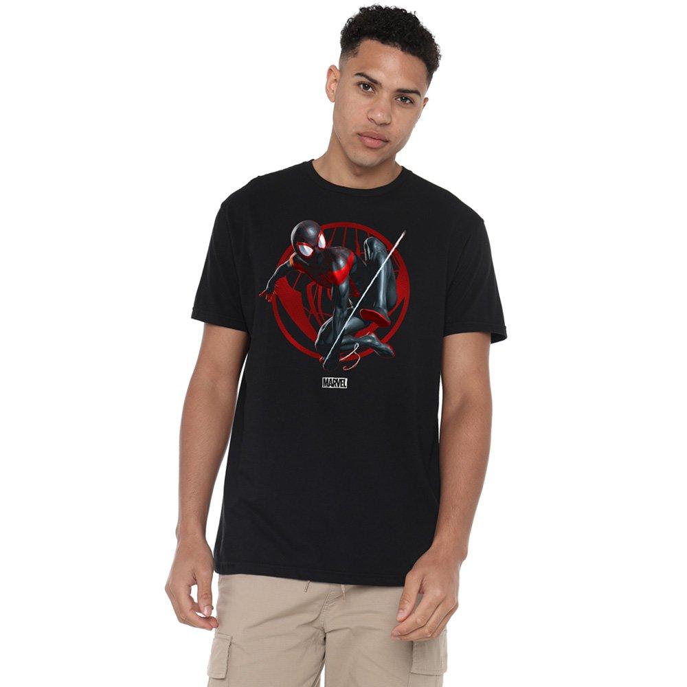 Black - Spiderman - Spiderman Miles Morales Leap Mens T-Shirt Black - 1