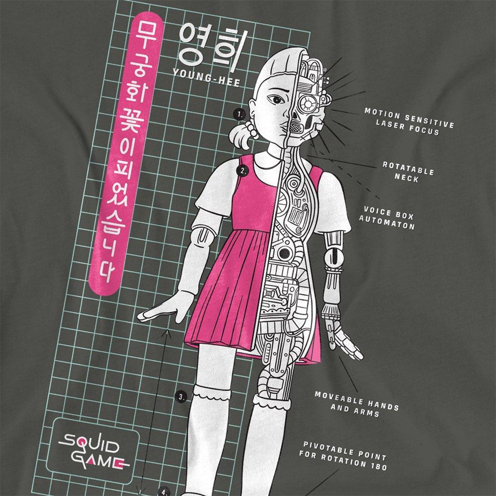 Charcoal - Squid Game - Squid Game YoungHee Blueprint Ladies T Shirt Char - 2