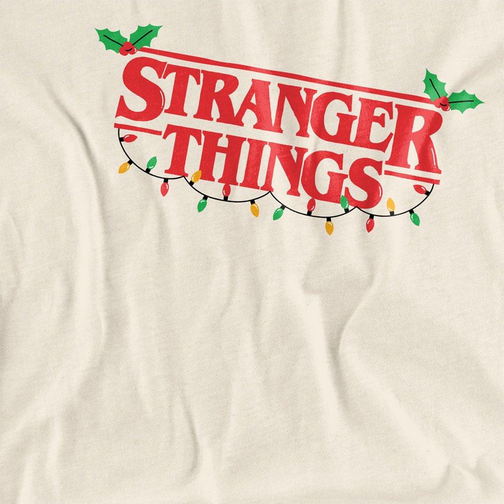 Natural - Stranger Things - Stranger Things Christmas Logo Ladies T Shirt Nat - 2