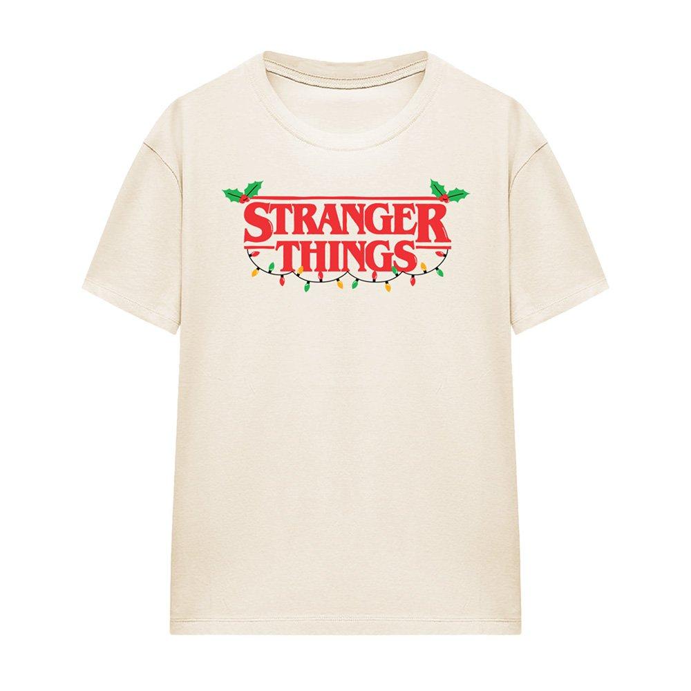 Natural - Stranger Things - Stranger Things Christmas Logo Ladies T Shirt Nat - 4