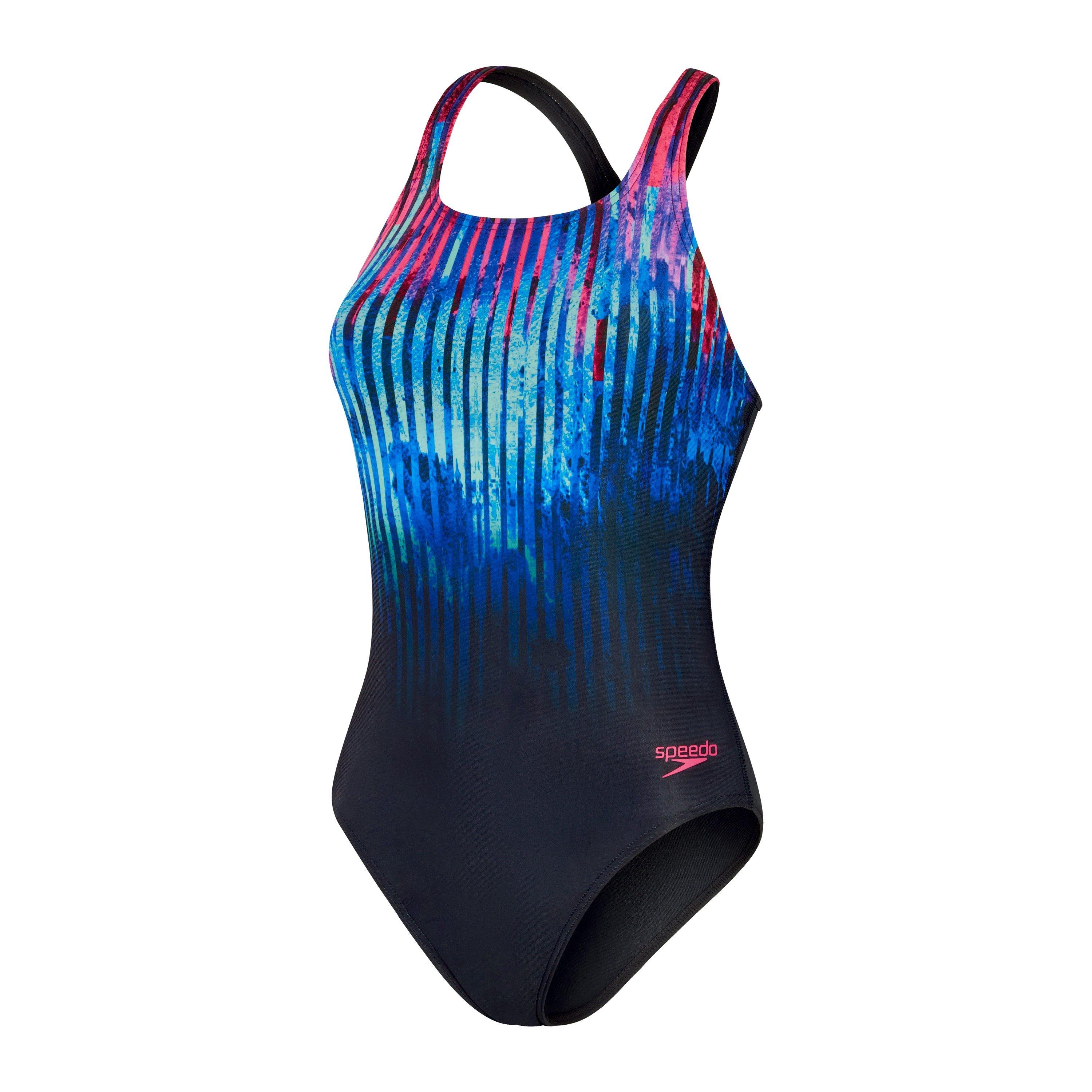 Speedo Women's Digital Printed Medalist Swimsuit - True Navy - 28 (2XS)
