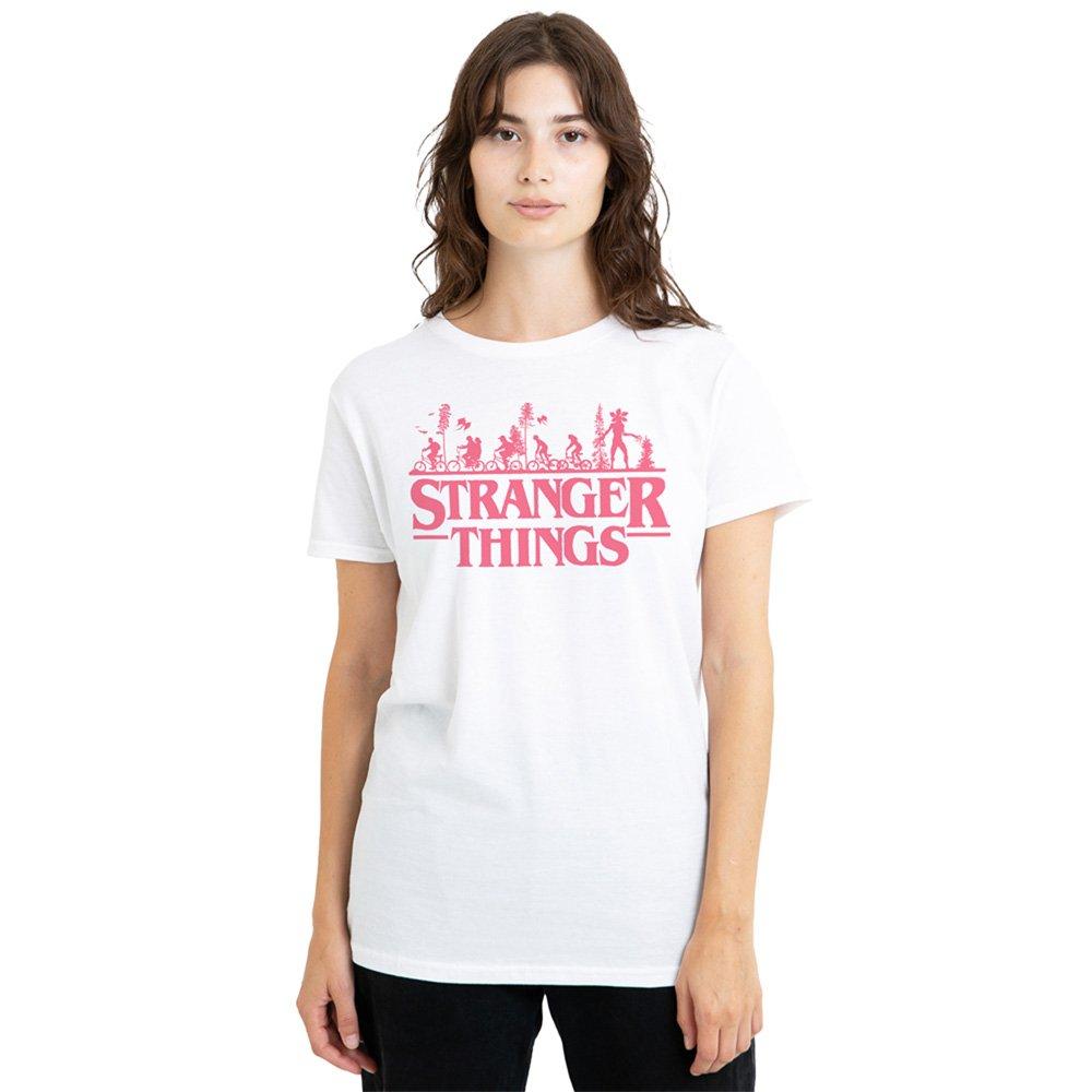 White - Stranger Things - Stranger Things Bike Ride Logo Ladies T Shirt Whi - 1