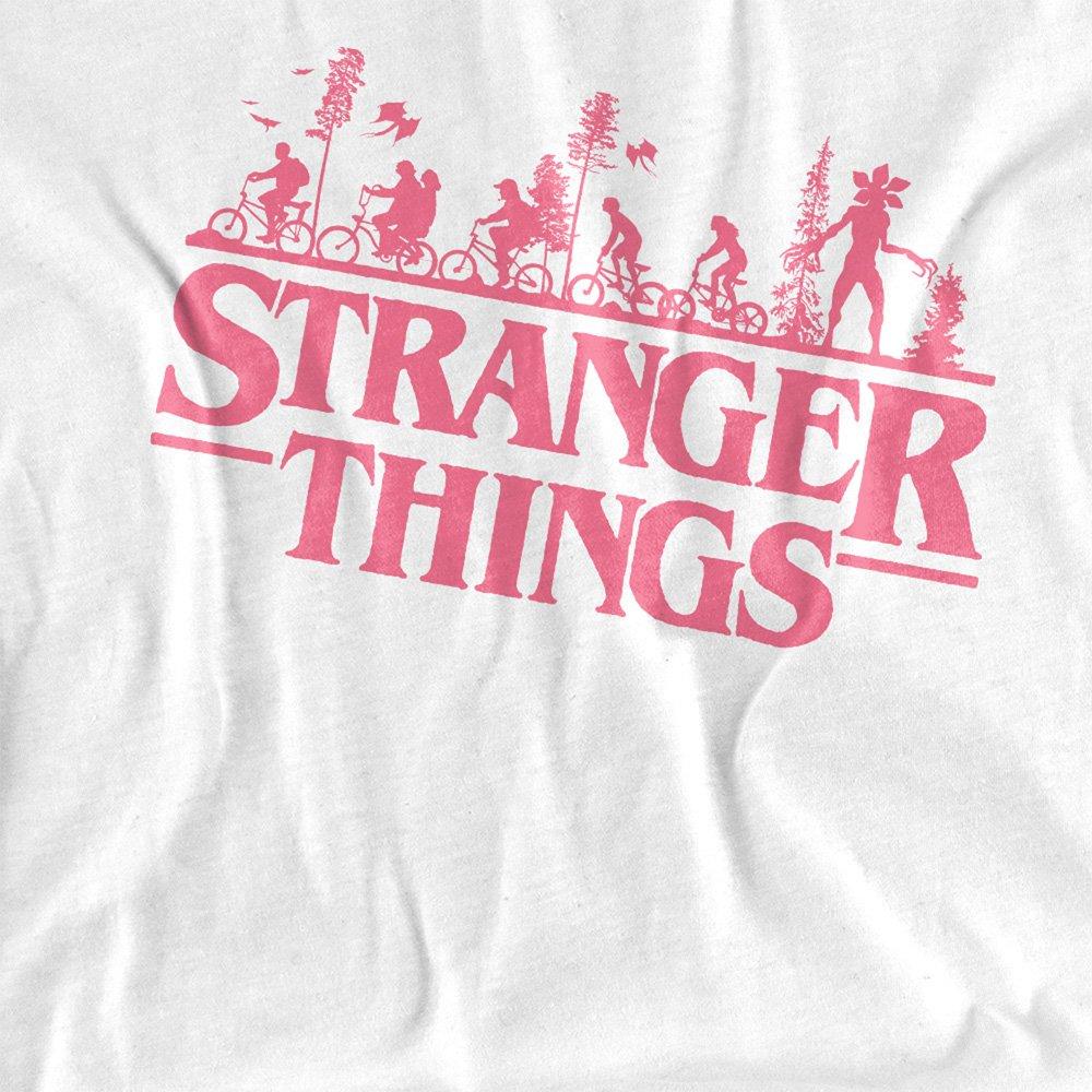 White - Stranger Things - Stranger Things Bike Ride Logo Ladies T Shirt Whi - 2