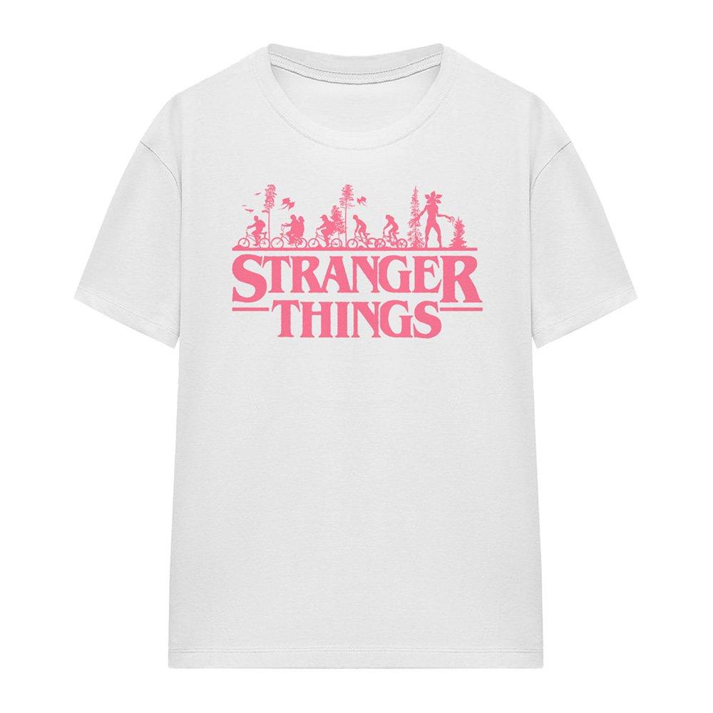 White - Stranger Things - Stranger Things Bike Ride Logo Ladies T Shirt Whi - 4