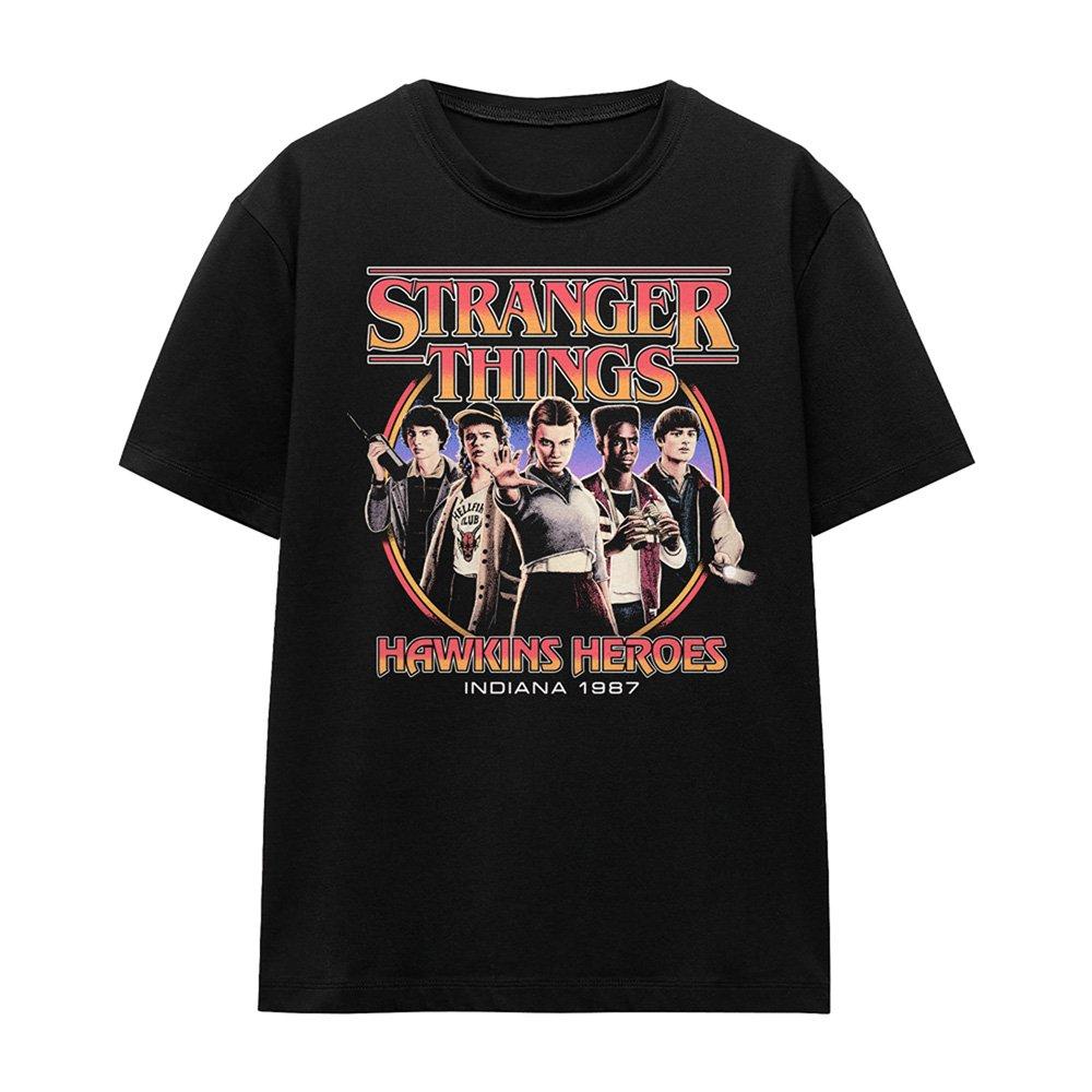 Black - Stranger Things - Stranger Things Hawkins Heroes Group 1987 T-Shirt - 4
