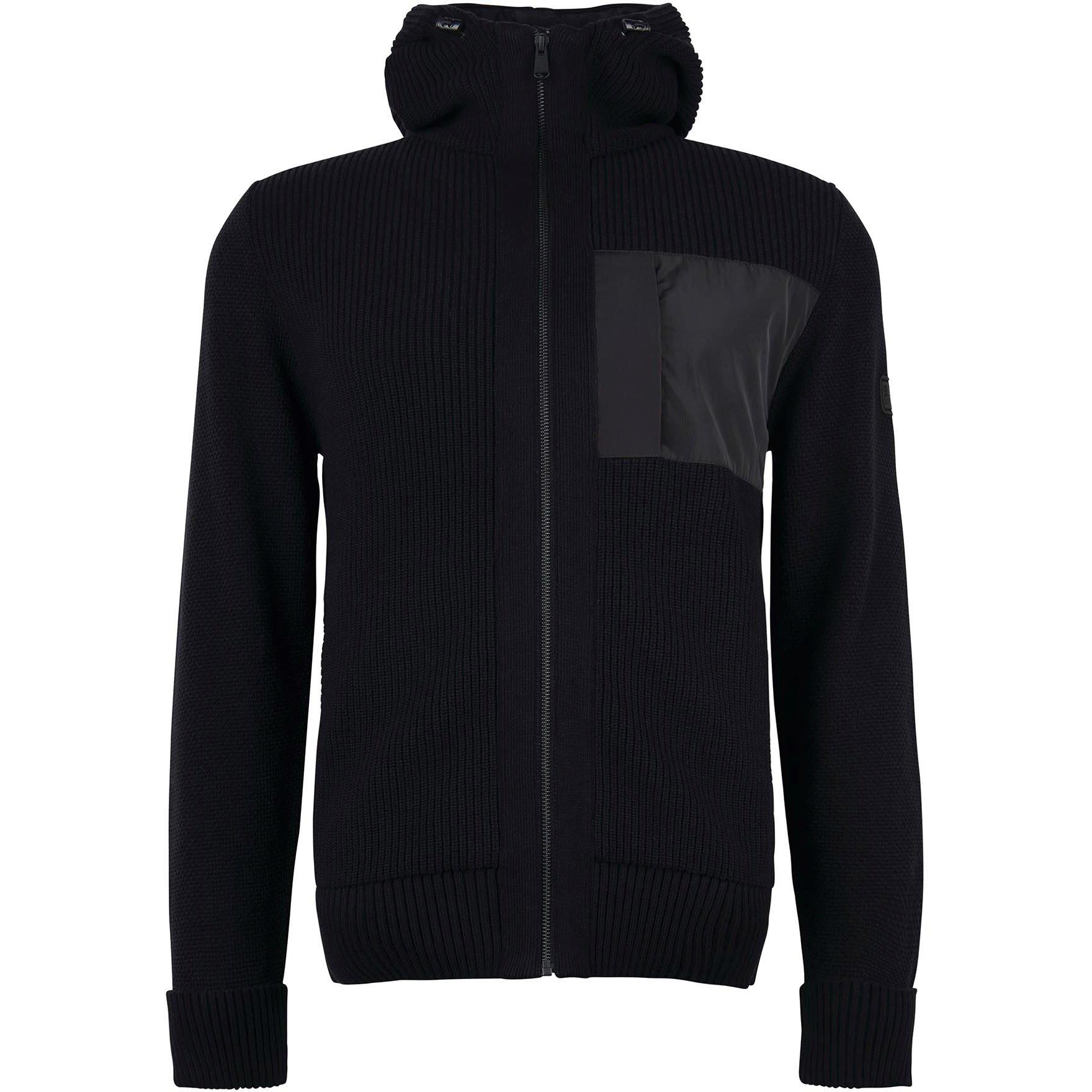 Black - Barbour International - Eraser Knitted Hoodie - 1