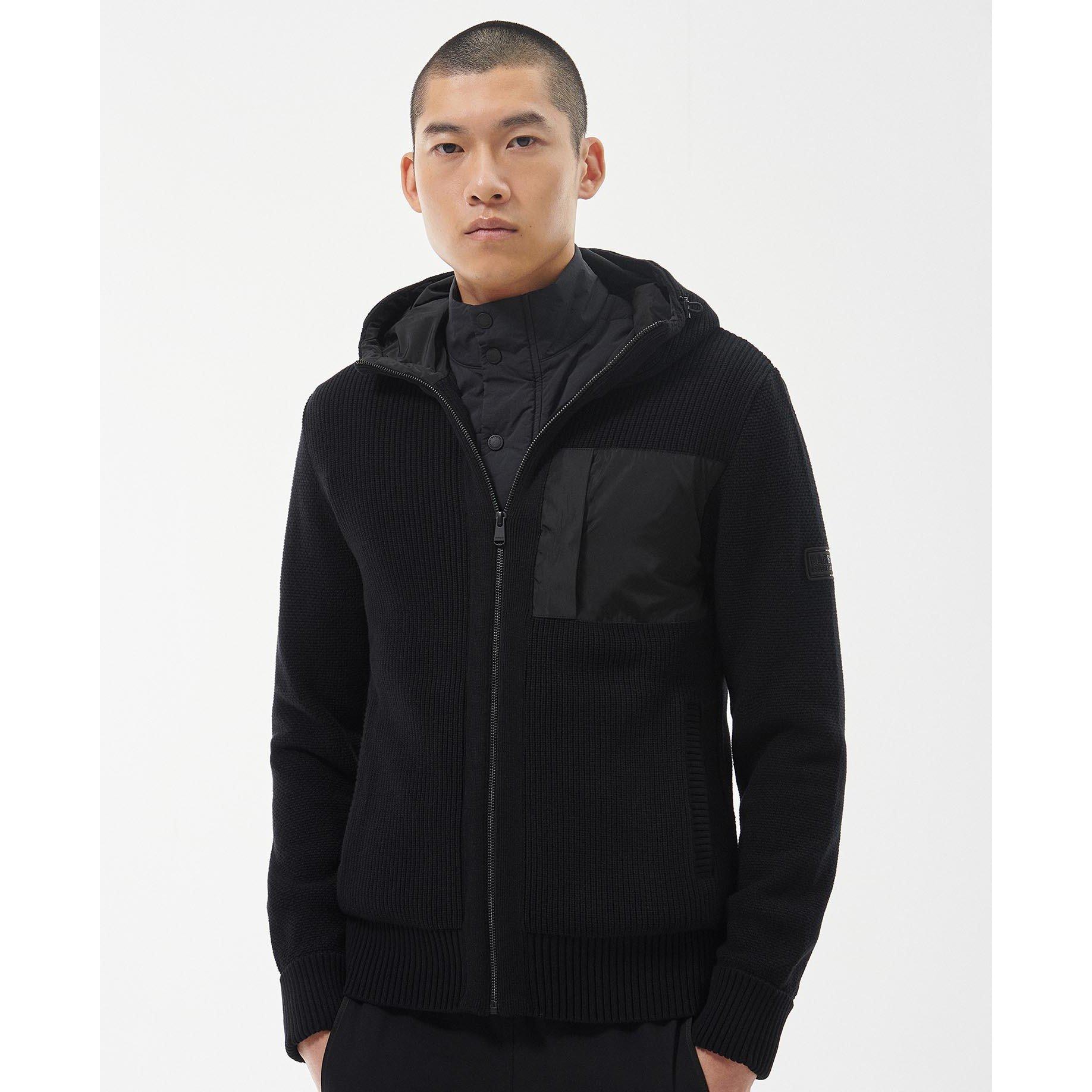 Black - Barbour International - Eraser Knitted Hoodie - 2