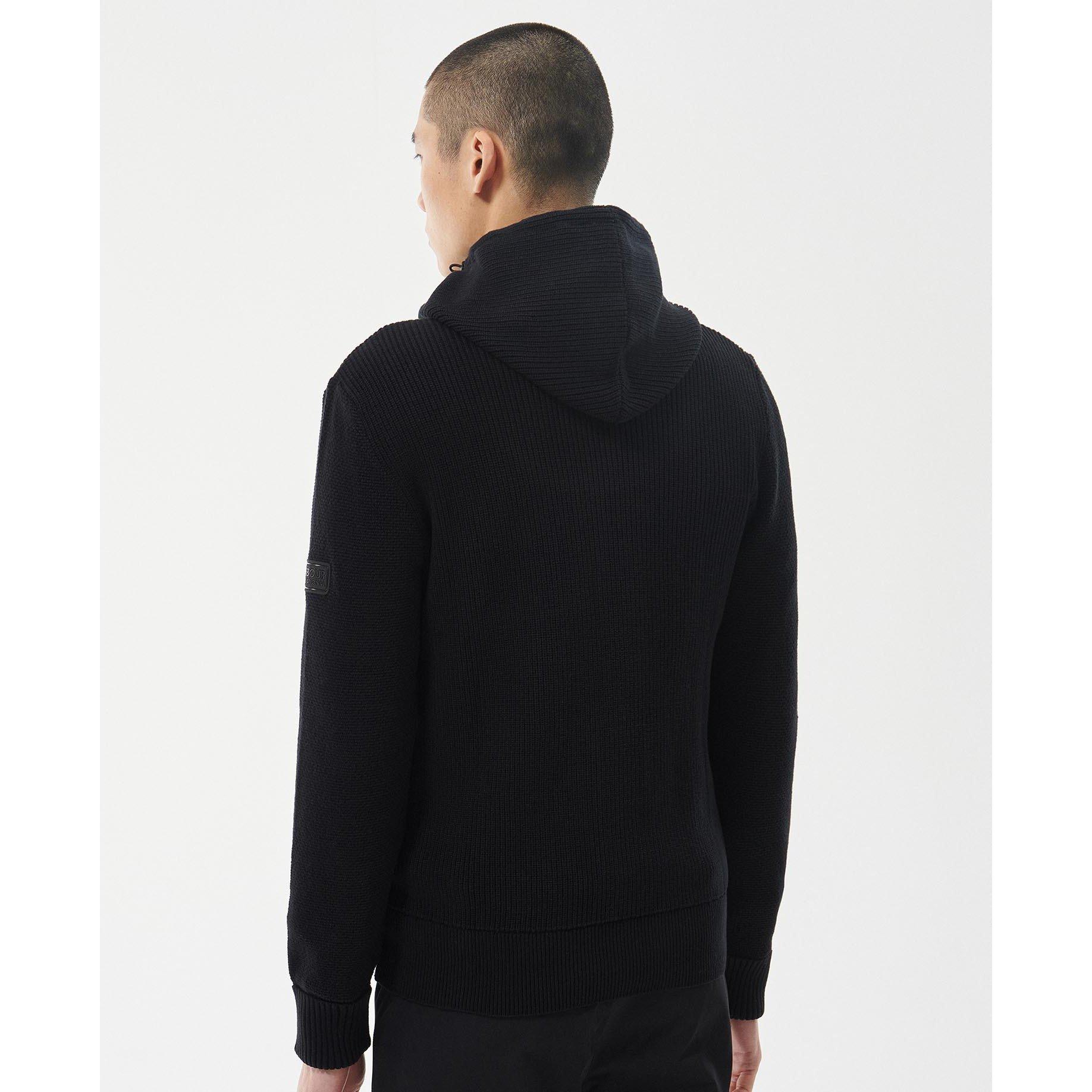 Black - Barbour International - Eraser Knitted Hoodie - 3