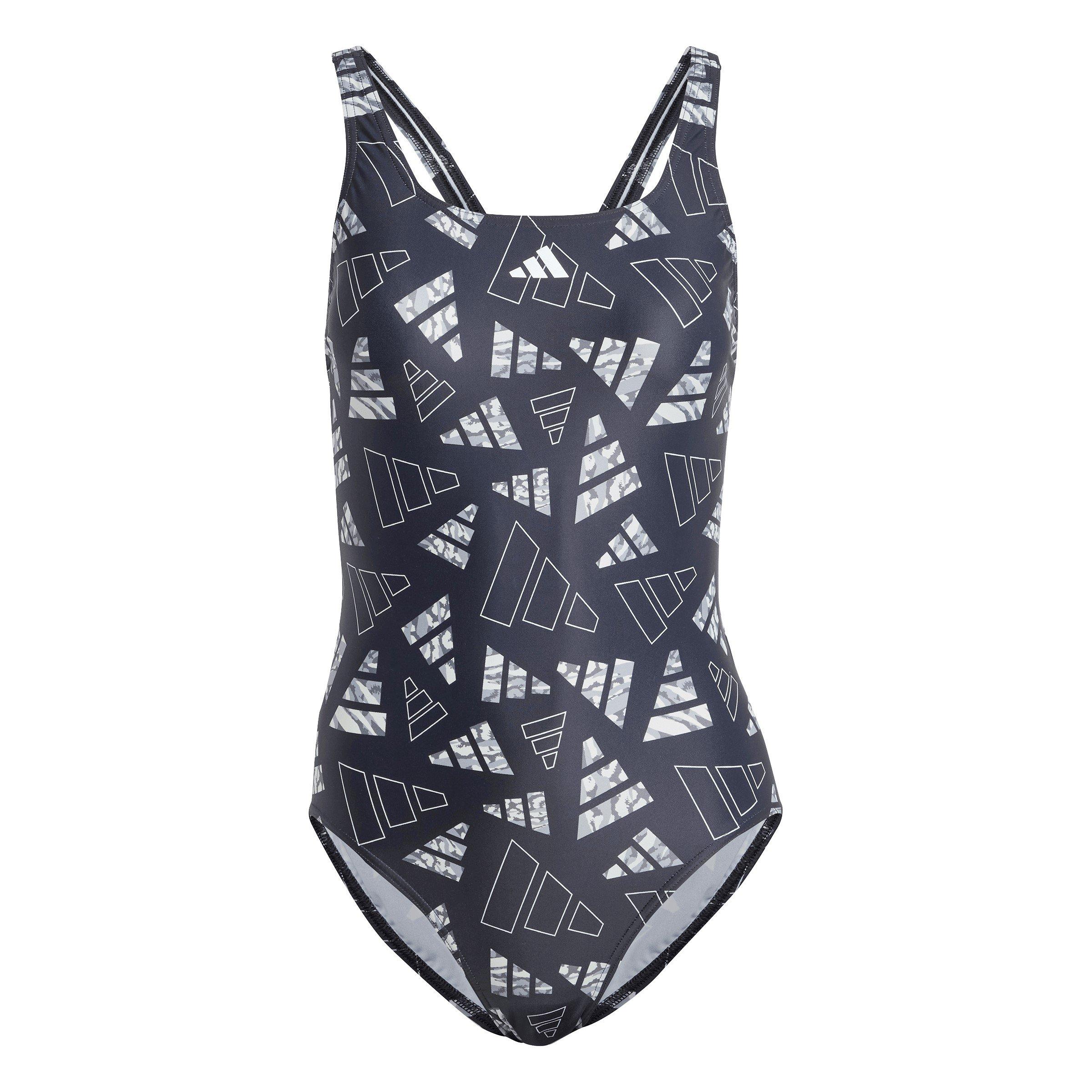 Black/Wonder - adidas - 3 Bar Logo Graphic Swimsuit Womens - 1