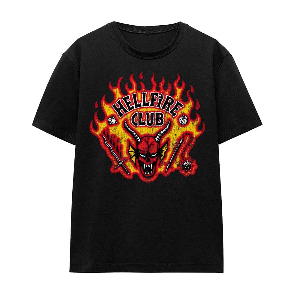 Black - Stranger Things - Stranger Things Hellfire Flames T-Shirt Black - 4