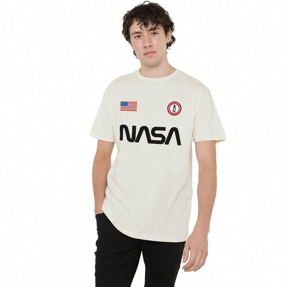 Cream - NASA - NASA Badge Cotton Mens T-Shirt Cream - 1