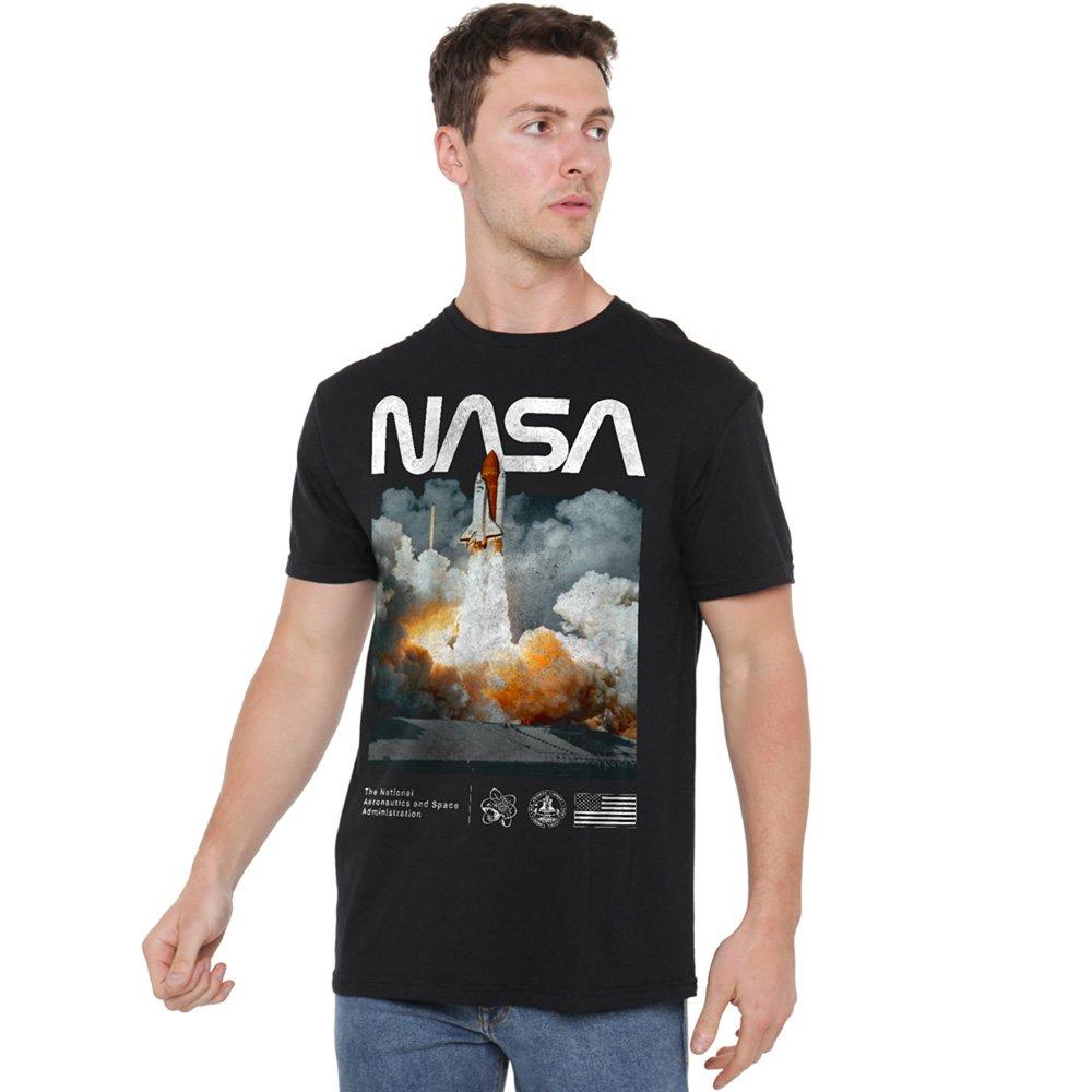 Black - NASA - NASA Lift Off Cotton Mens T-Shirt Black - 1