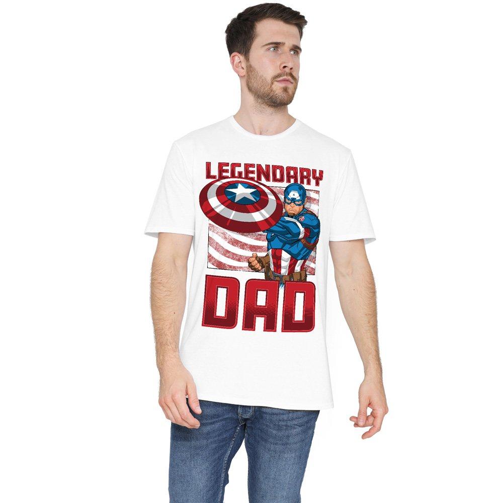 Captain America Men's Legendary Dad America T-Shirt - White - XXL