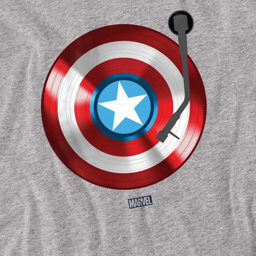 Grey - Captain America - Marvel Captain America Record Shield Mens T-Shirt - 2
