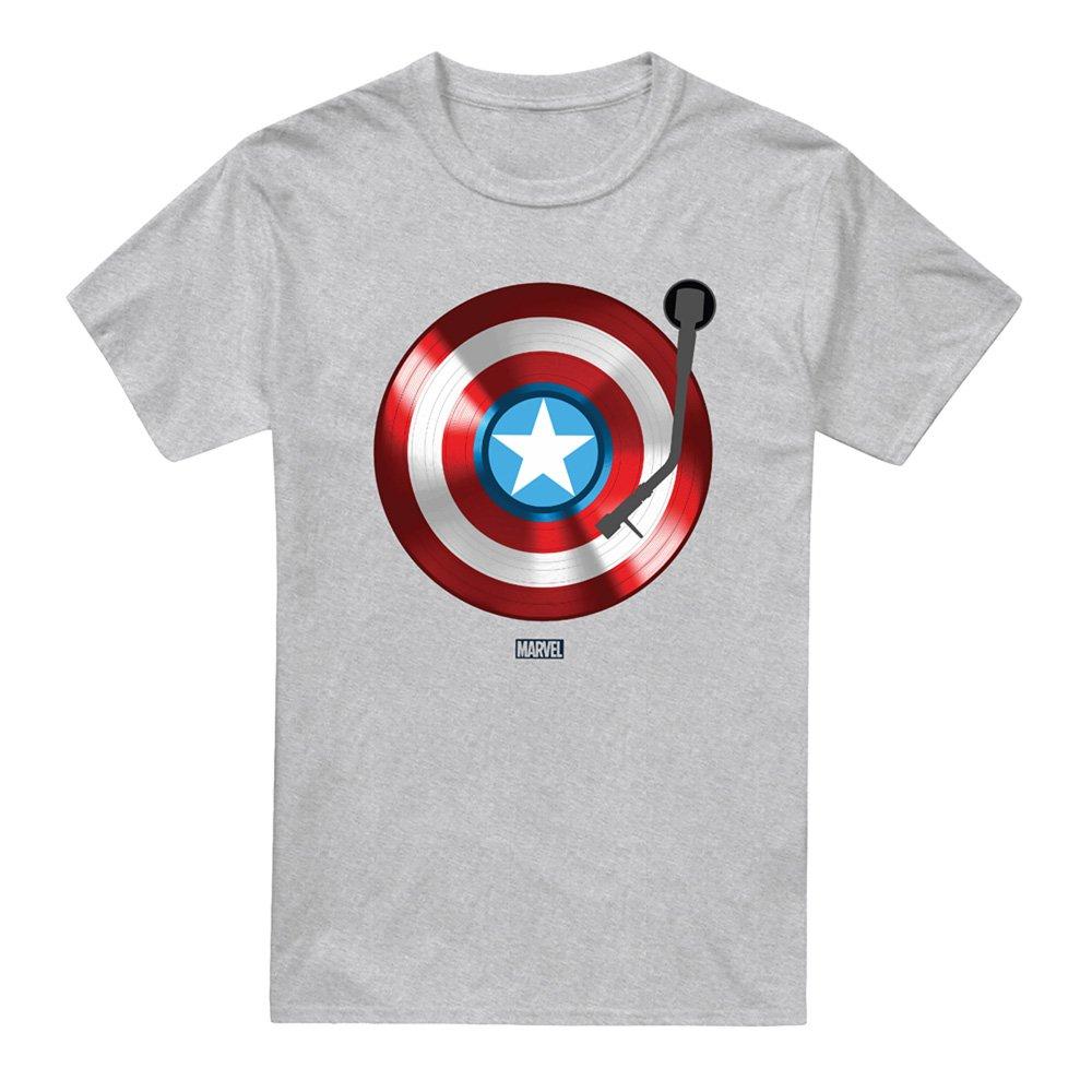Grey - Captain America - Marvel Captain America Record Shield Mens T-Shirt - 4