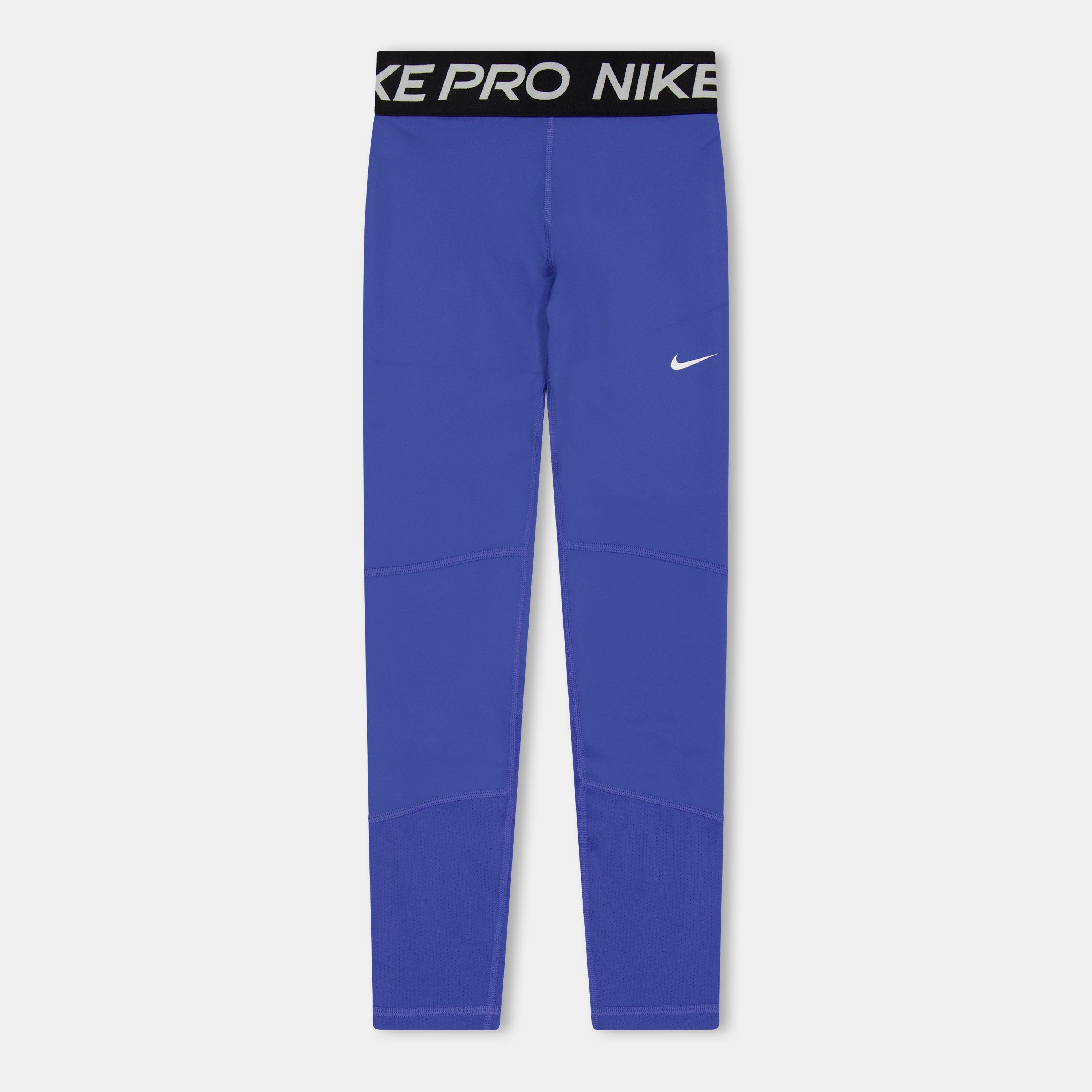 Nike Girls Pro Tights - Blue/White - 9-10 (M)