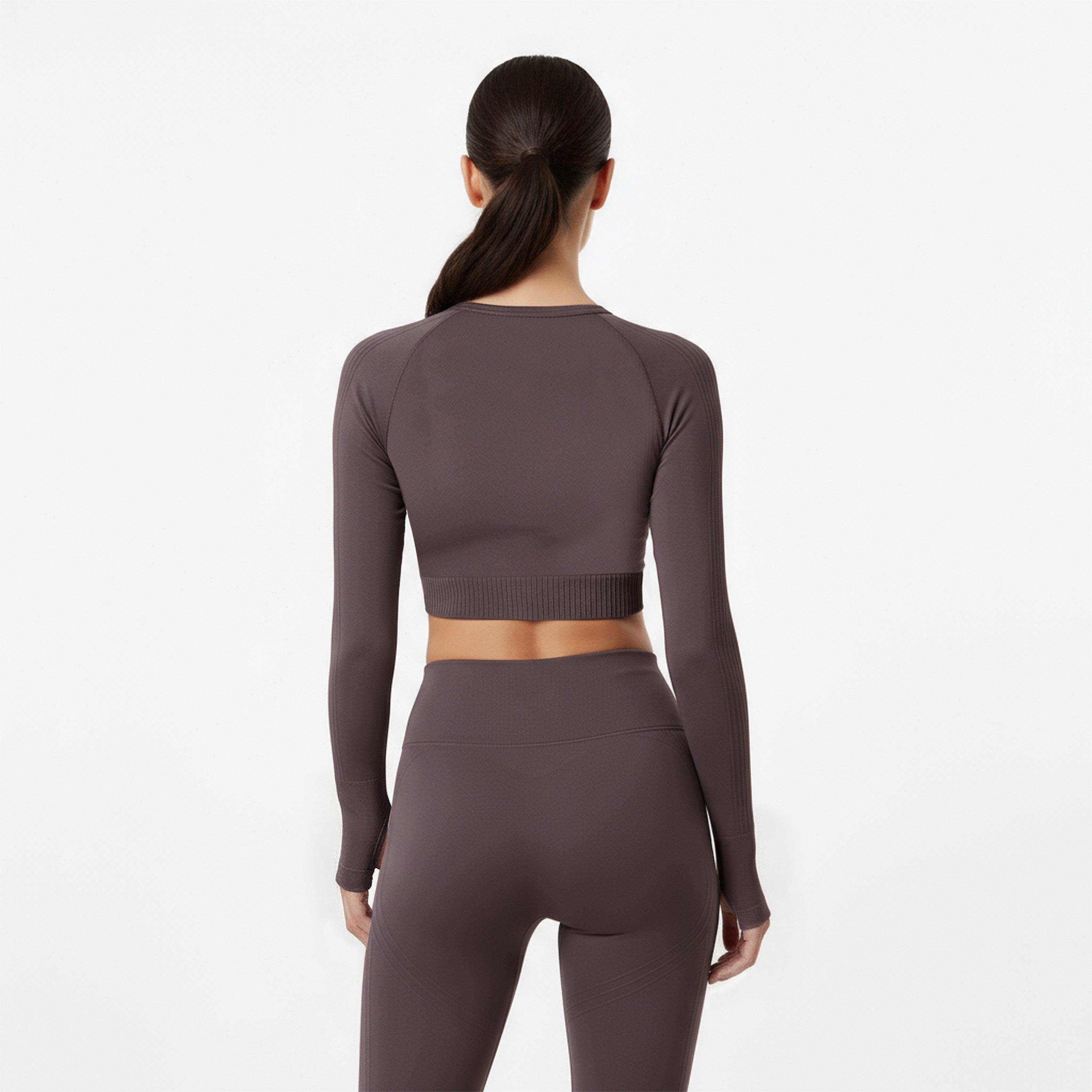 Espresso - USA Pro - Long Sleeve Seamless Crop Top - 4