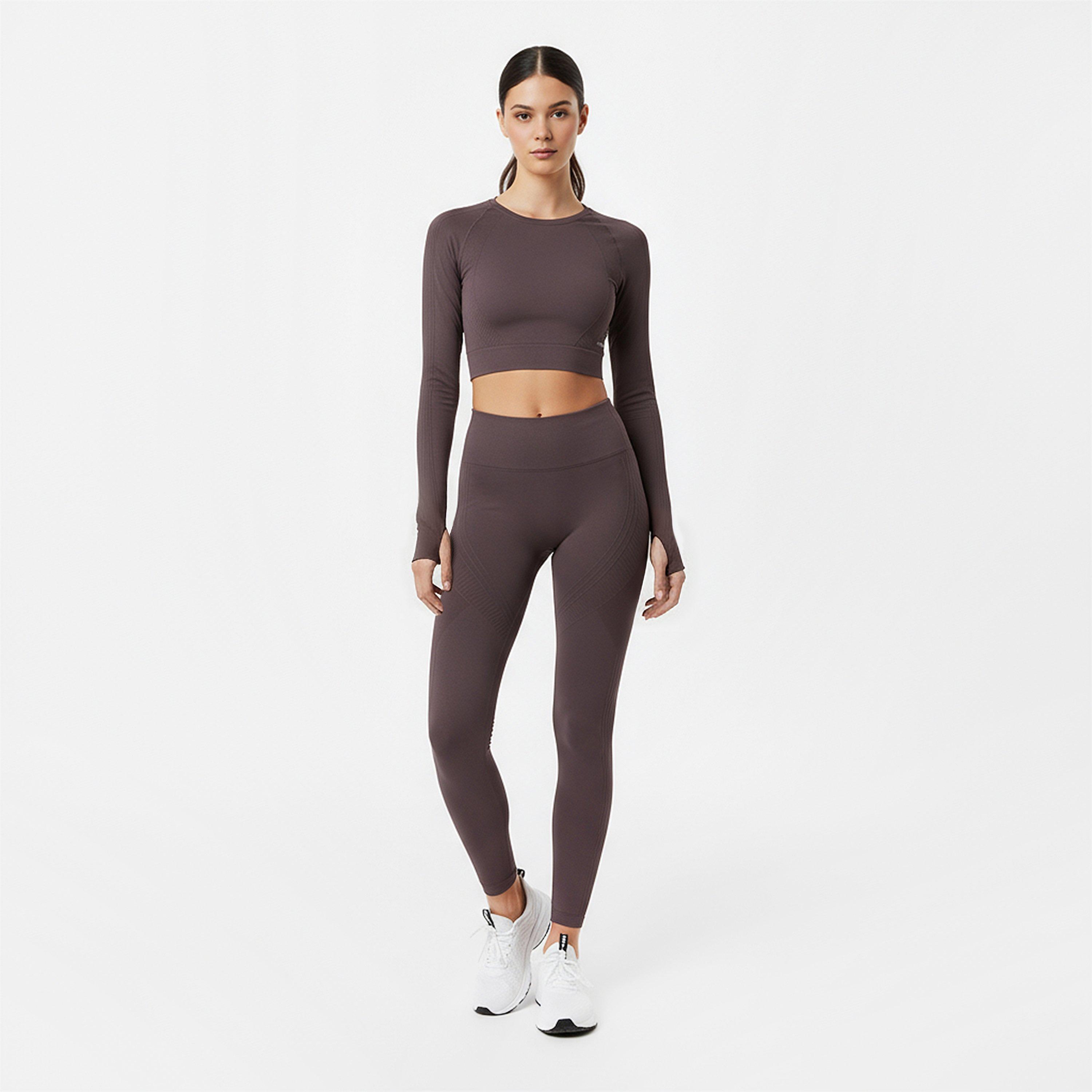 Espresso - USA Pro - Long Sleeve Seamless Crop Top - 5