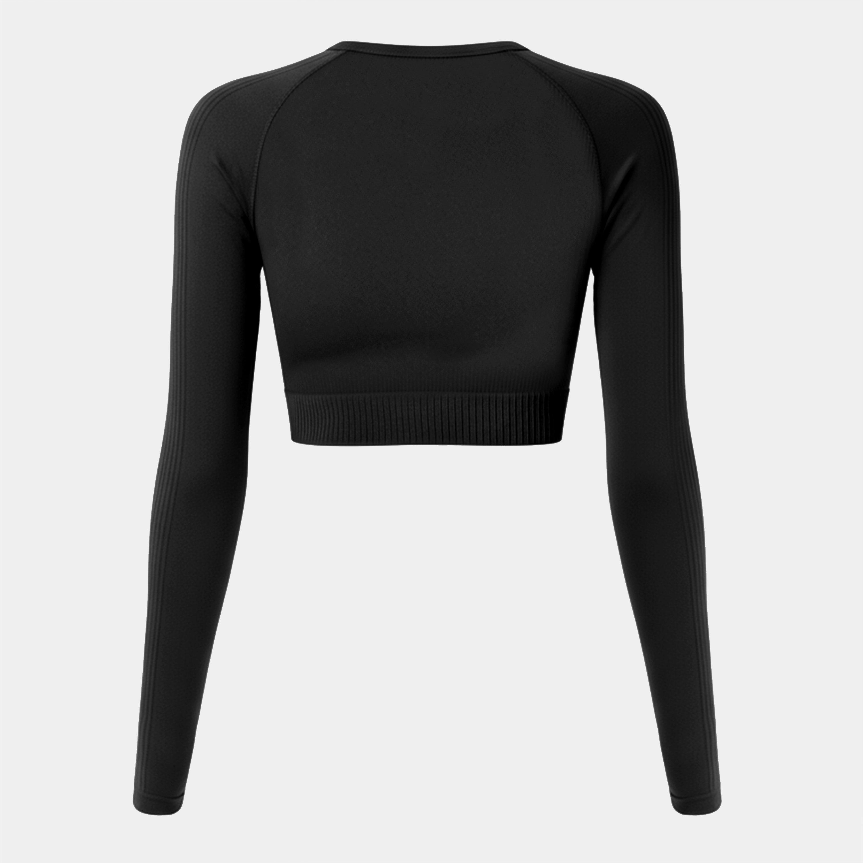 Black - USA Pro - Sleeve Seamless Crop Top - 2
