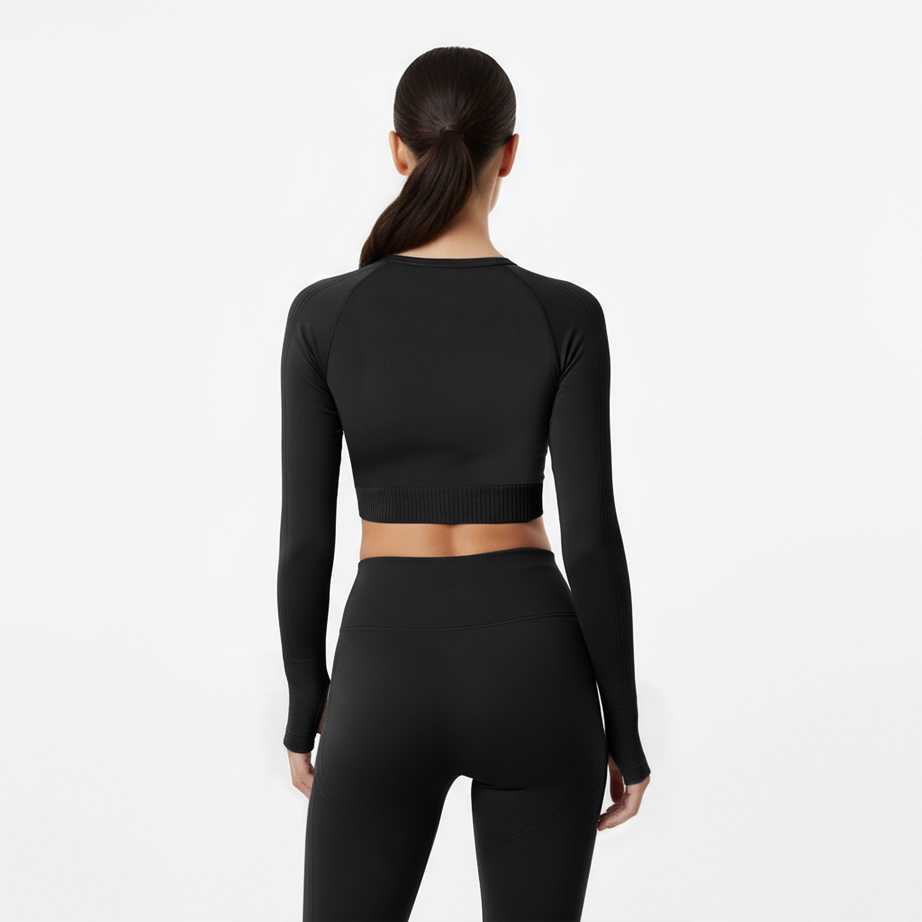 Black - USA Pro - Sleeve Seamless Crop Top - 4