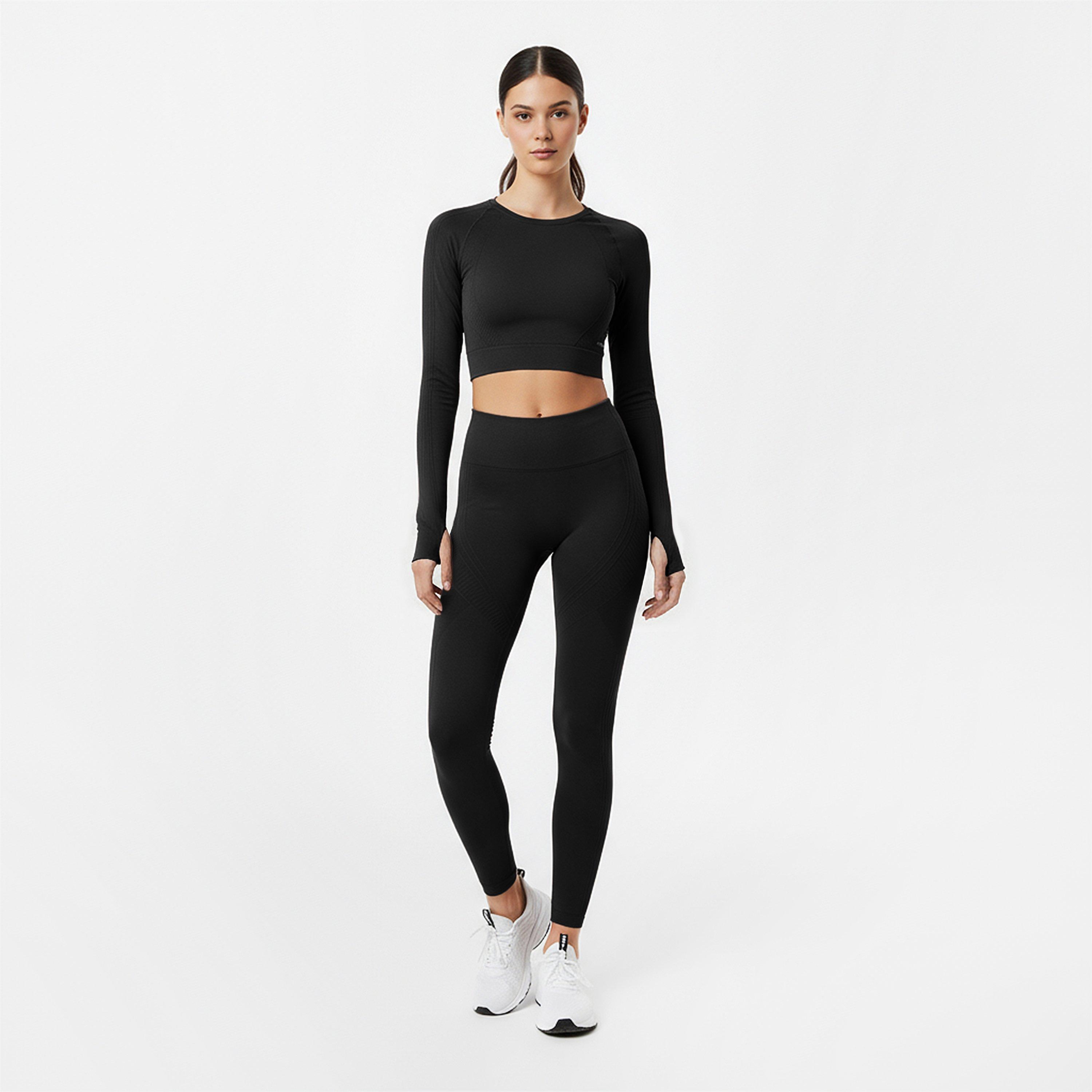 Black - USA Pro - Sleeve Seamless Crop Top - 5