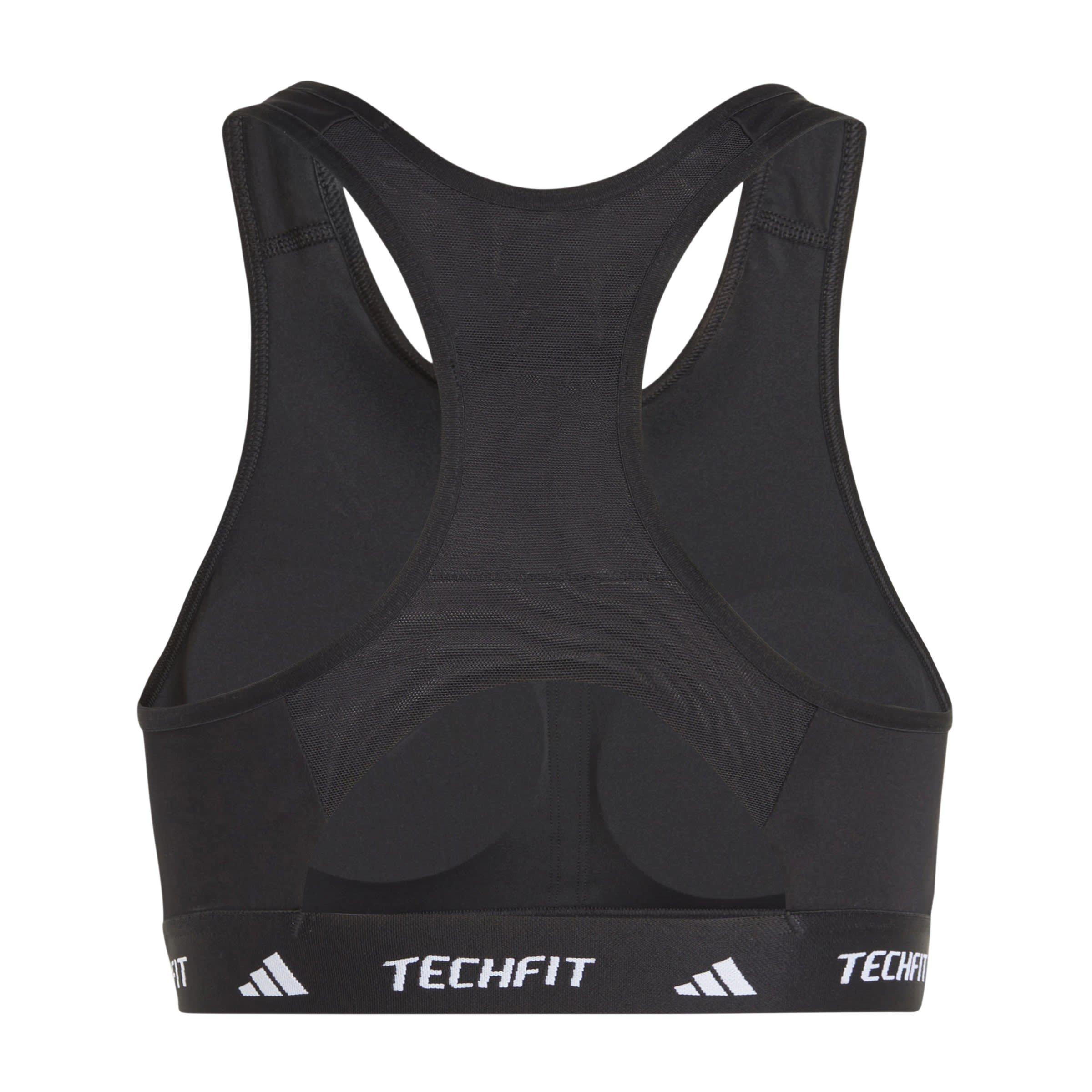 Black - adidas - TECHFIT Womens Medium Support High Neck Sports Bra - 2