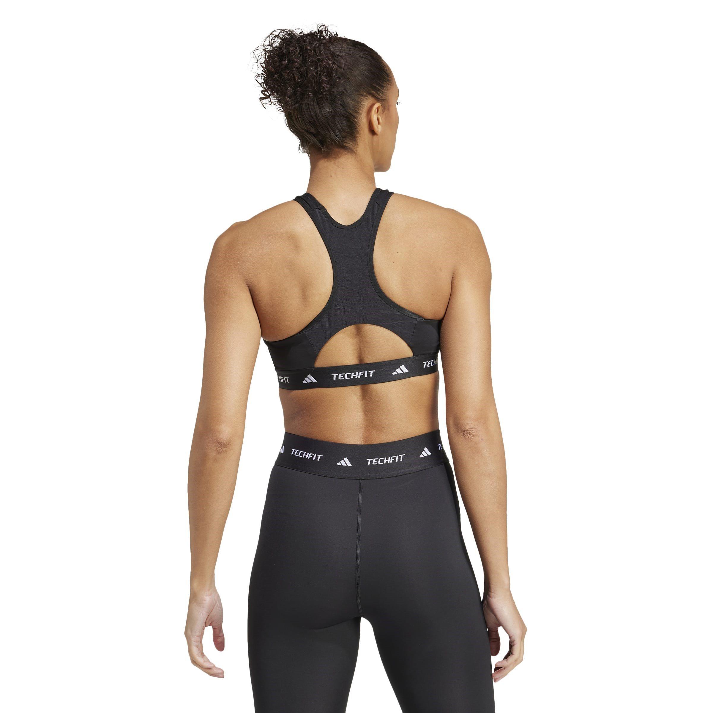 Black - adidas - TECHFIT Womens Medium Support High Neck Sports Bra - 4