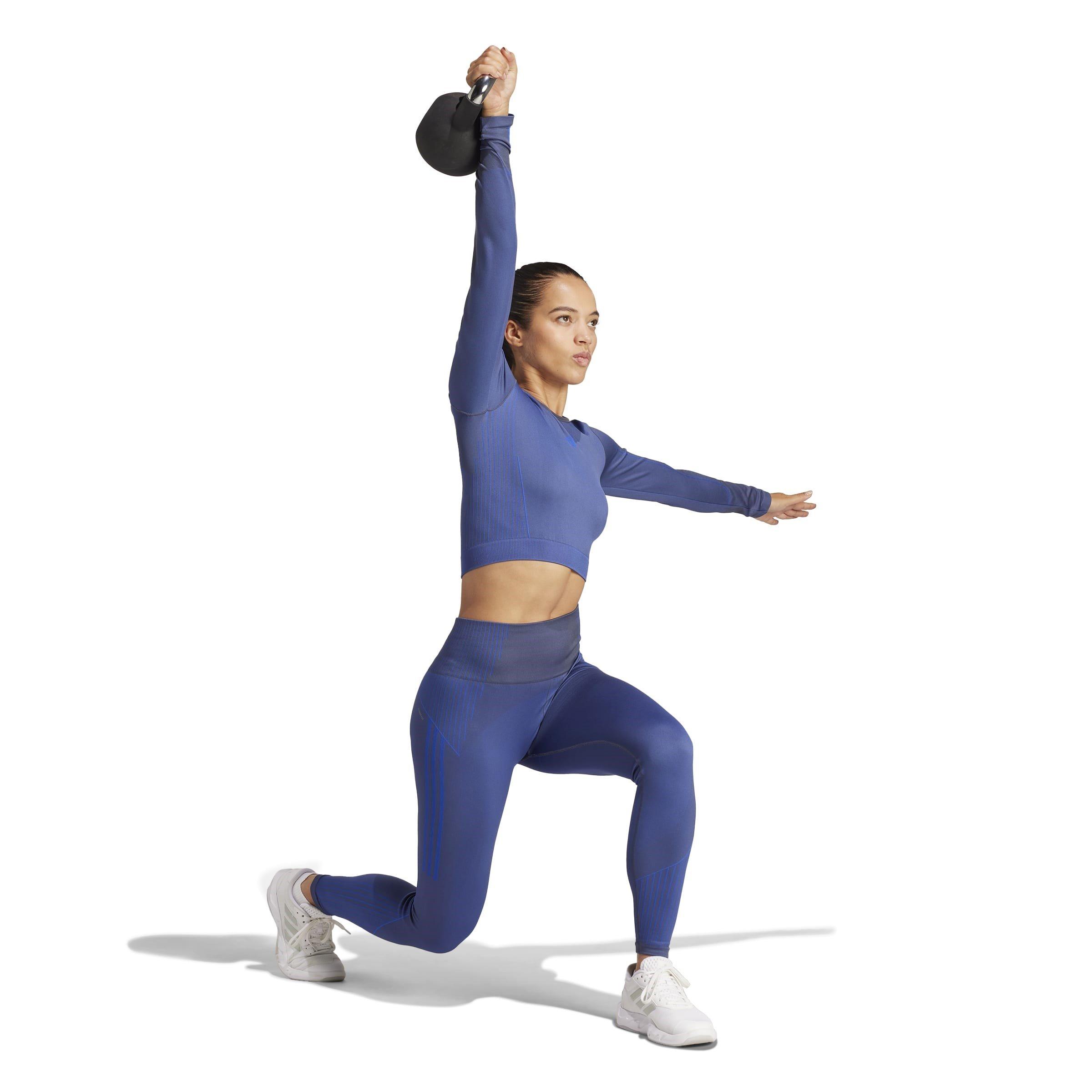 Marineblauw/Halfblauw - adidas - Knit Long Sleeve Gym Top Womens - 4