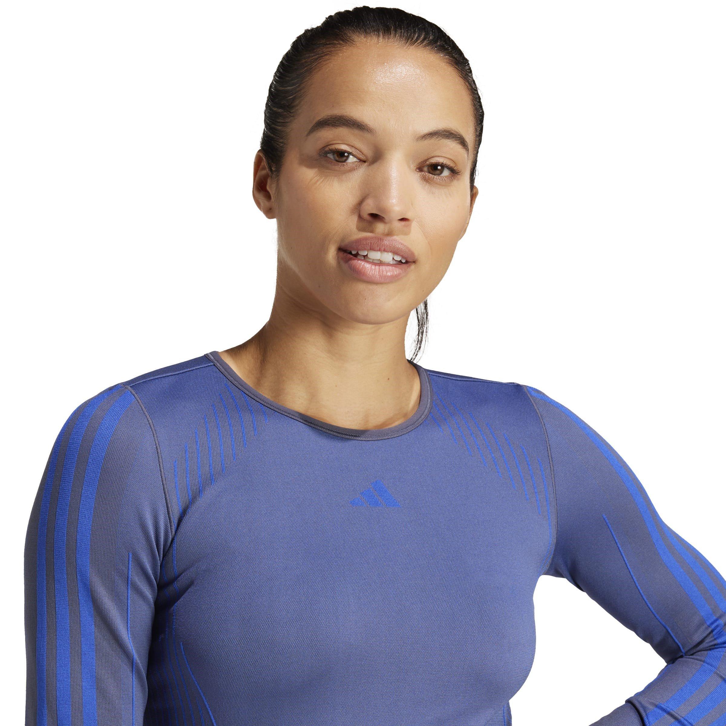 Marineblauw/Halfblauw - adidas - Knit Long Sleeve Gym Top Womens - 5